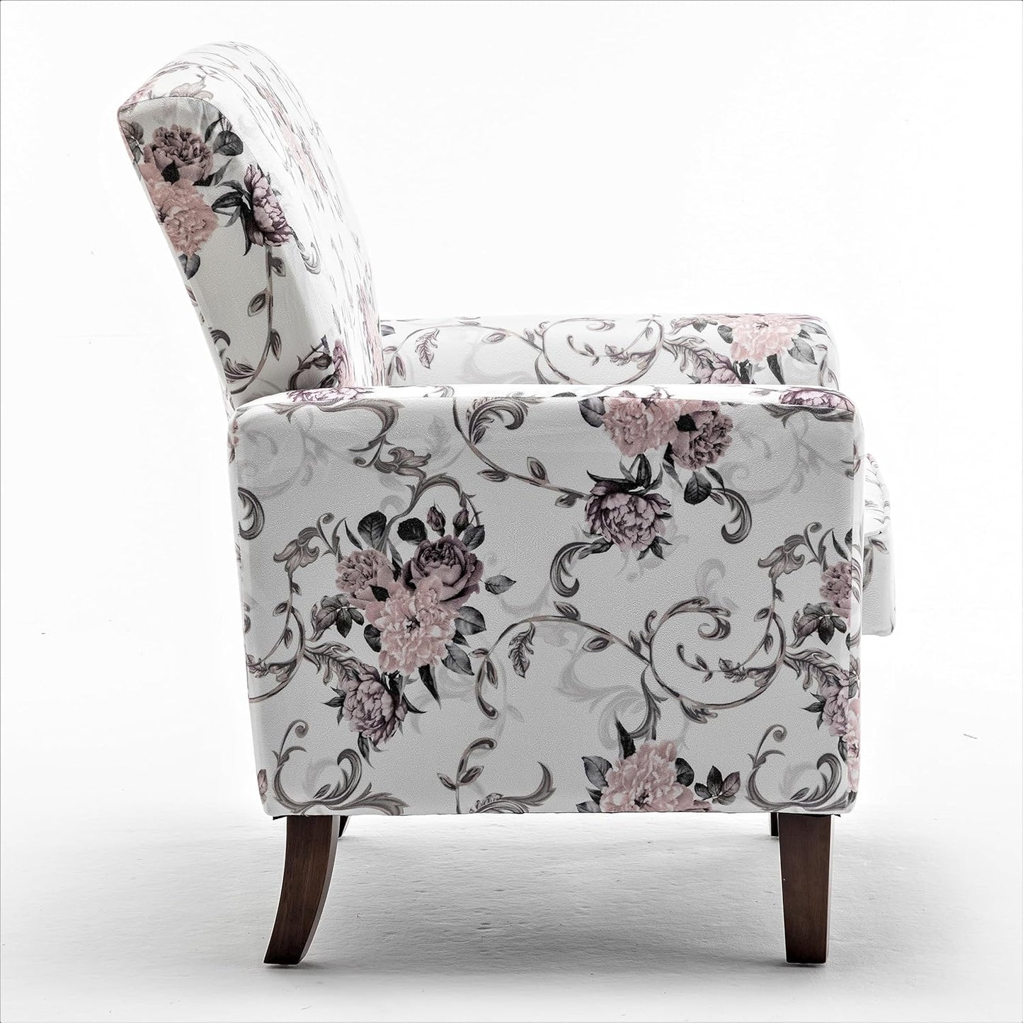 Container Furniture Direct Contemporary Accent Arm Chair with Birch Wood Frame and Velvet Upholstery, Armchair for Office and Living Room Decor, Removable Cushions, 06 Printed Fabric