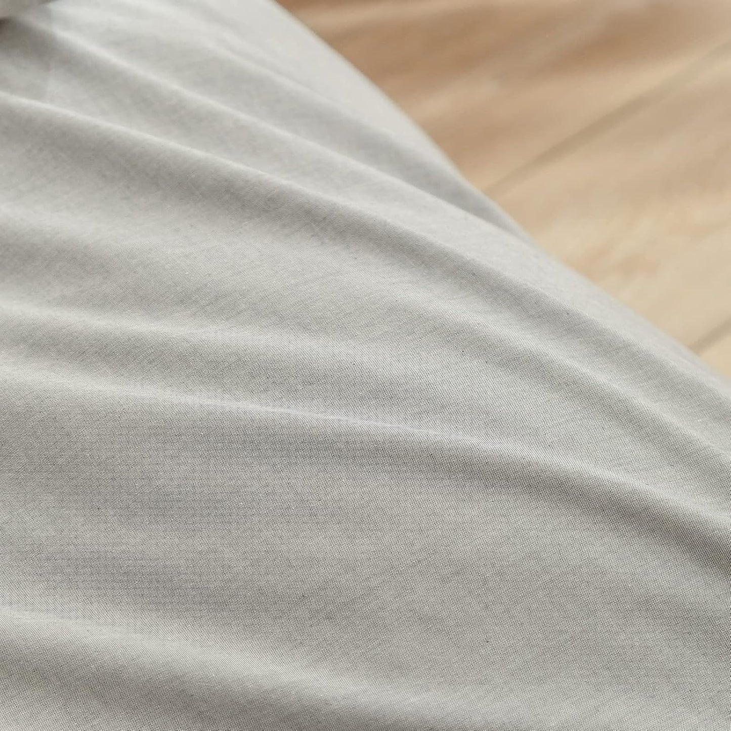 BESTOUCH Duvet Cover Set 100% Washed Cotton Linen Feel Super Soft Comfortable Chic Lightweight 3 PCs Home Bedding Set Solid Light Grey Oversized Full