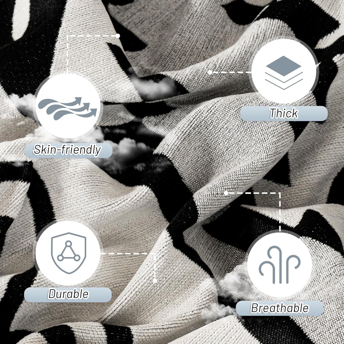 MYSKY HOME Boho Couch Cover for Dogs Washable Black Rhombic Couch Sofa Protector Cats Pets Friendly Chenille Geometric Sofa Covers Soft Durable Farmhouse Sofa Slipcovers, 71" X102"