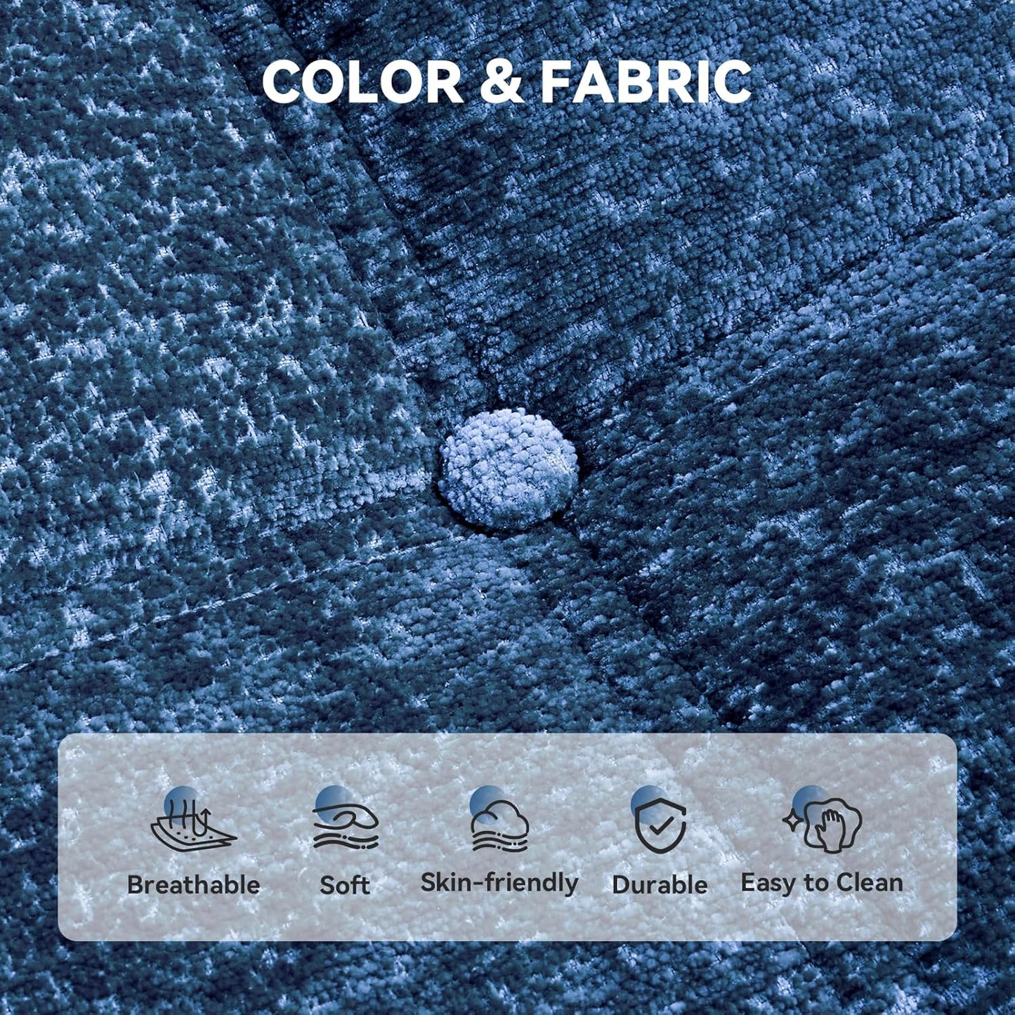 Bean Bag Chair, Soft Chenille Pre-Filled Lazy Chair Floor Sofa Bean Bag Chair for Adults and Teens, Accent Chair for Living Room Bedroom Apartment (Dark Blue)