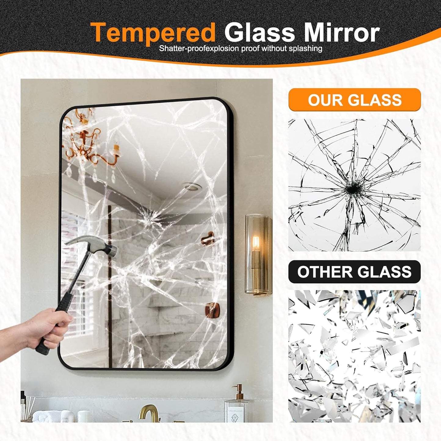 Delma Bathroom Mirror, Black Framed Bathroom Mirror for Over Sink, High-Definition Vanity Mirror, Versatile Mirror for Bathroom, Hangs Horizontally or Vertically(36x24, Black)