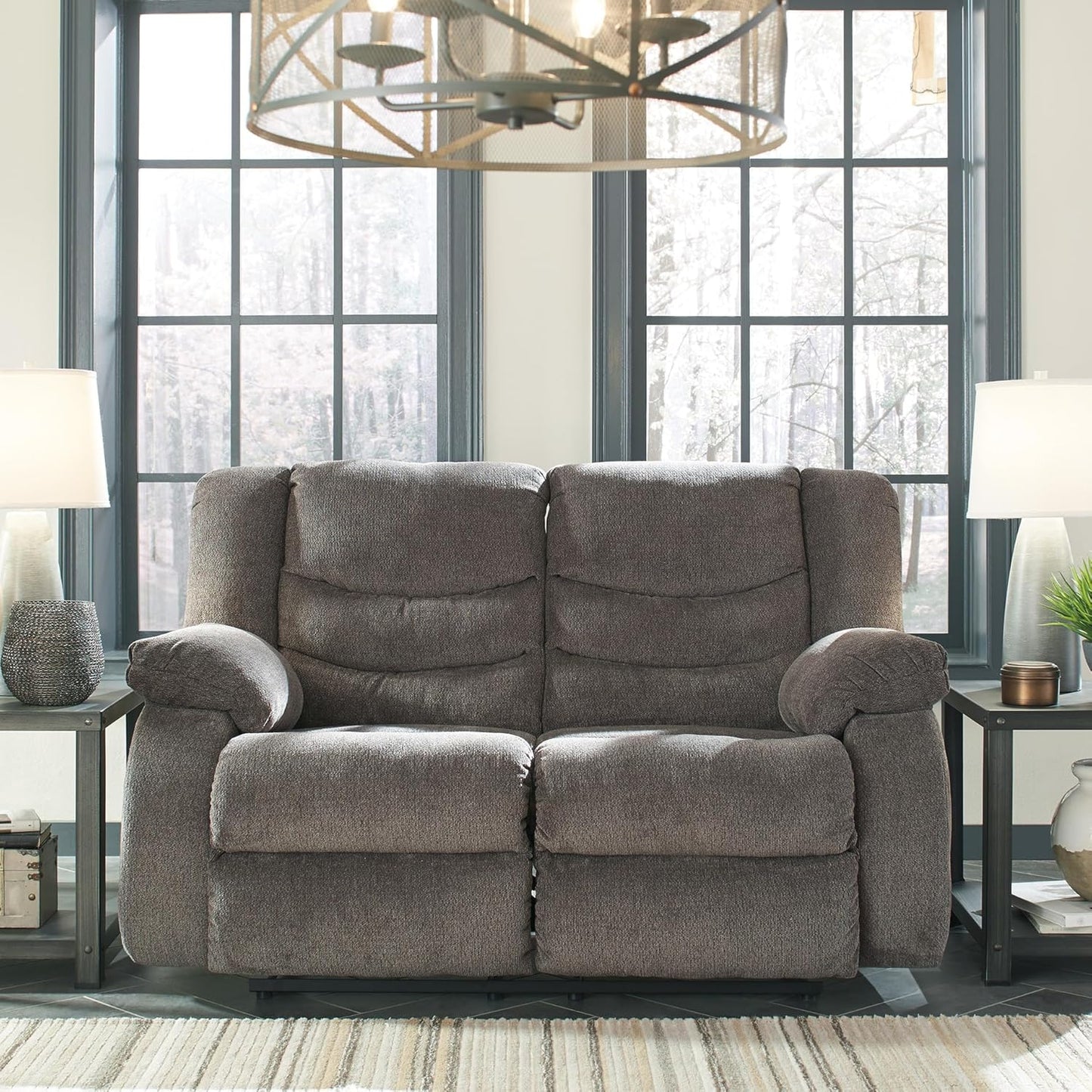 Signature Design by Ashley Loveseat Reclining, Dark Gray