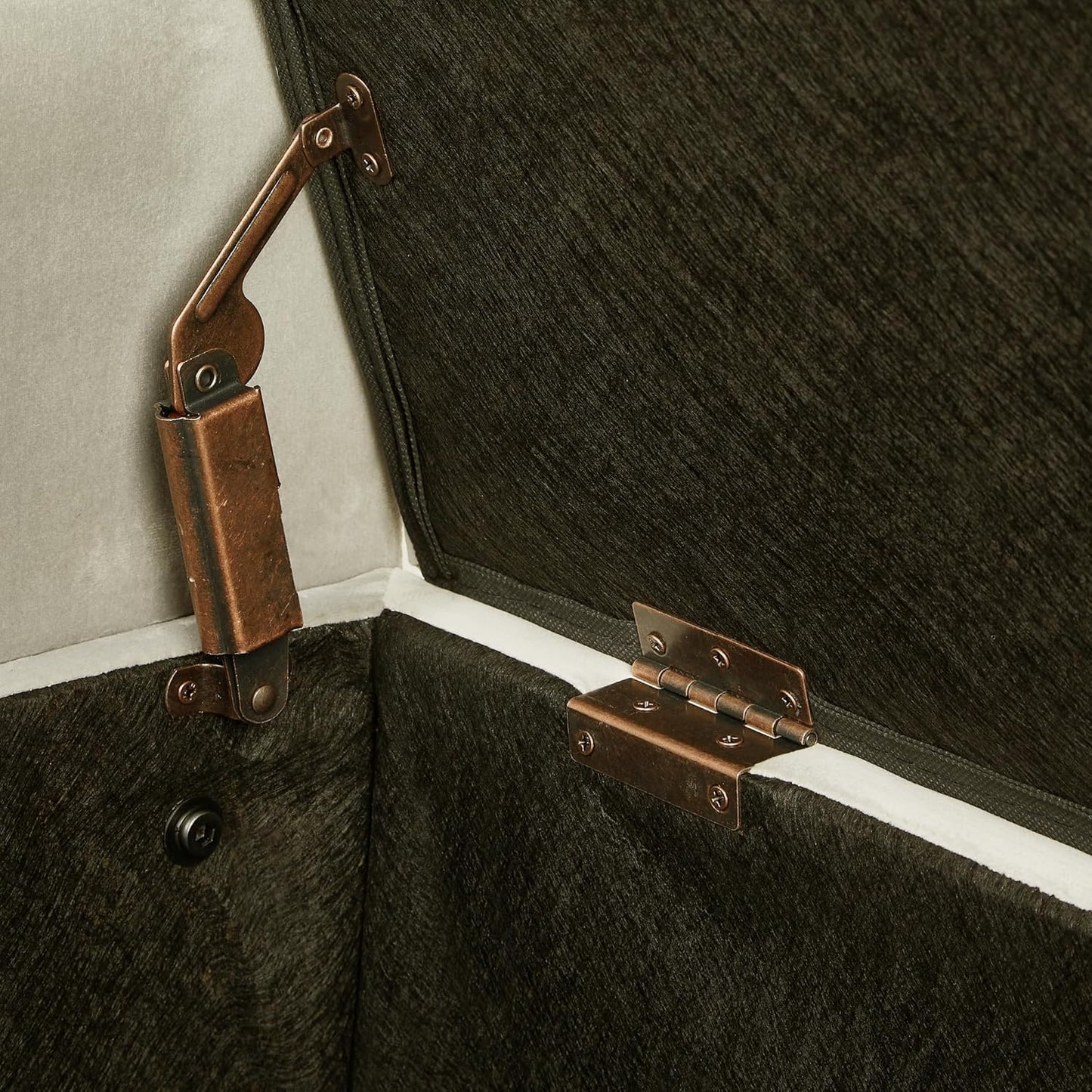 Velvet Storage Ottoman with Armrests and Nails Trim,Entryway Living Room Soft Padded Seat,Bed Bench Bedroom End of Bed,Gray(48”L X 18.5” W X 22” H)