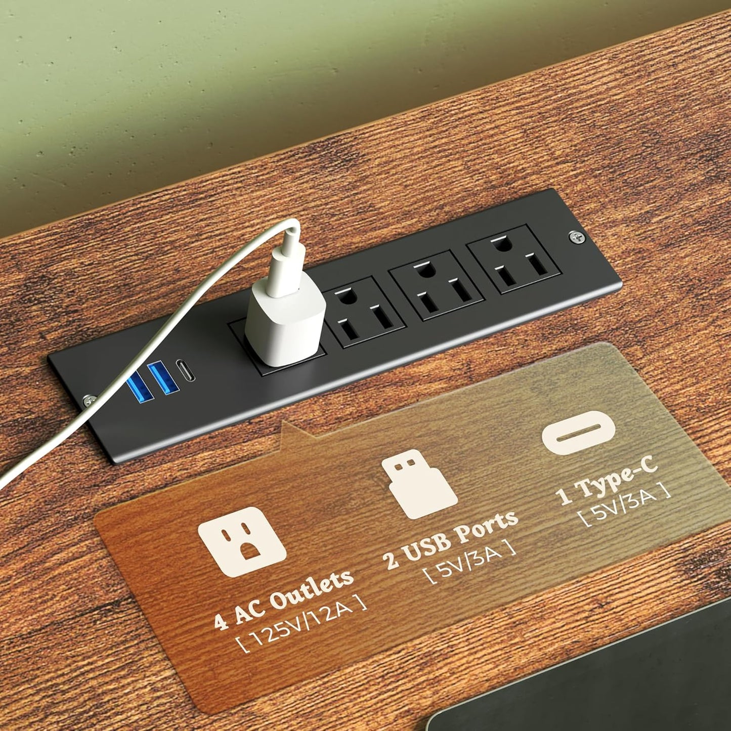 Huuger TV Stand Dresser with Power Outlets and LED Lights, 7 Drawers Entertainment Center for 60 Inch TV, TV Console with Open Shelf, 55 Inches Wide Fabric Dresser, PU Leather, Rustic Brown and Black