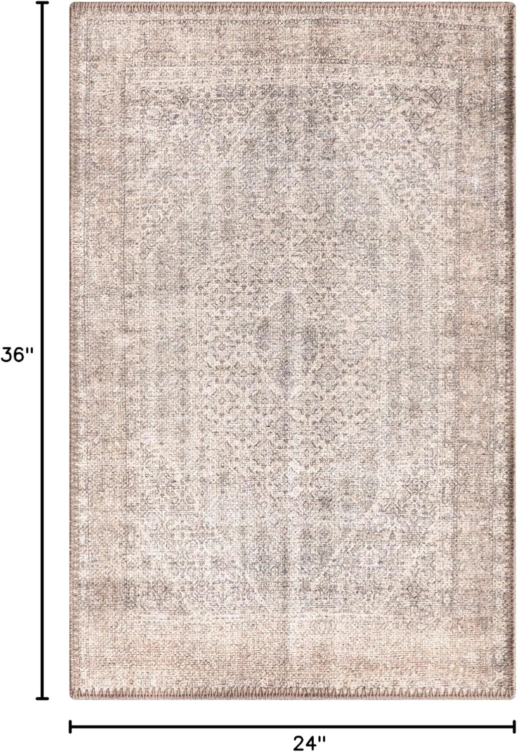Keen Home Design 2x3 Rug - Machine Washable Entry Rug with Non-Slip Backing, Ideal for Enteryway, Kitchen, Bathroom, Laundry Room - Vintage, Easy Clean, Durable, Low Pile Rug - (2' x 3')