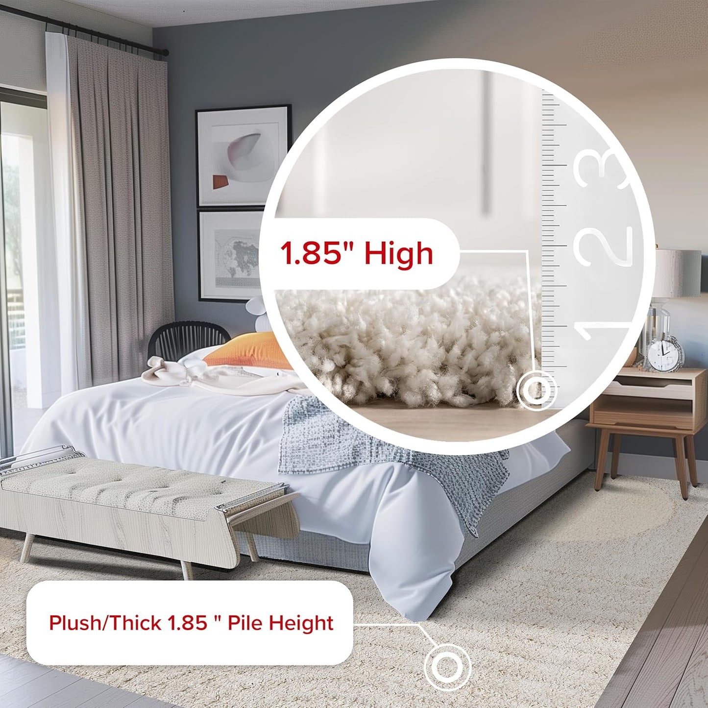 nuLOOM Gloria Abstract Shag Area Rug, 8' Round, Beige