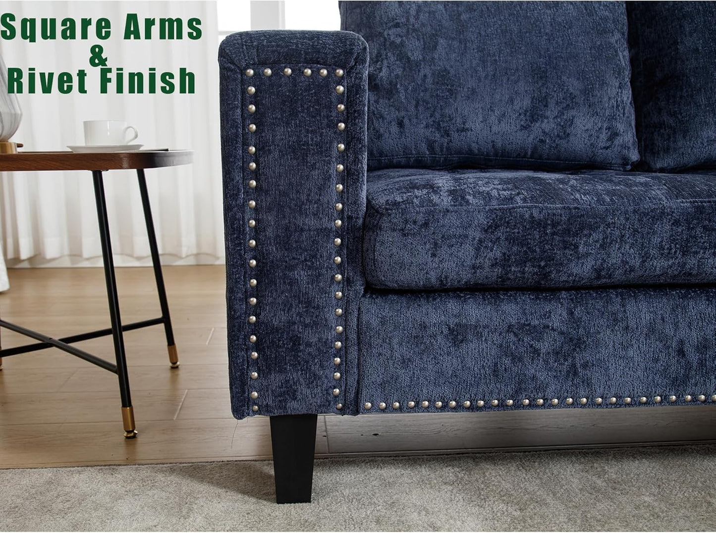 Ball & Cast 104.5" L Shaped Sectional Couch with Storage Ottoman, Chenille Upholstered 5 Seat Modular Sofa with Reversible Chaise for Living Room, Easy Assembly, Blue