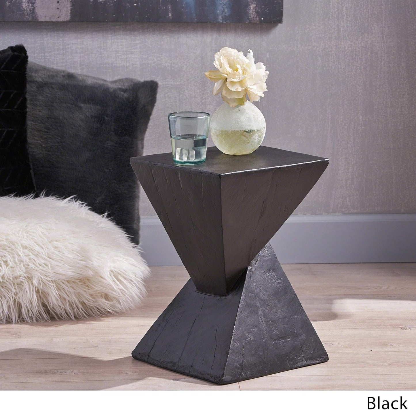 Christopher Knight Home Jerod Light-Weight Concrete Accent Table, Black