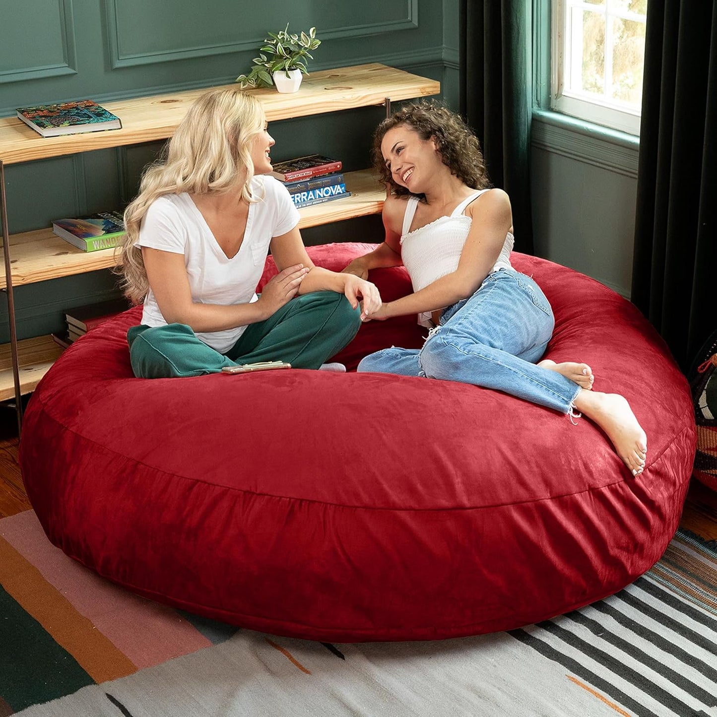 Jaxx 6 Foot Cocoon - 2-in-1 Convertible Bean Bag Bed & Large Bean Bag Chair for Adults, Cinnabar