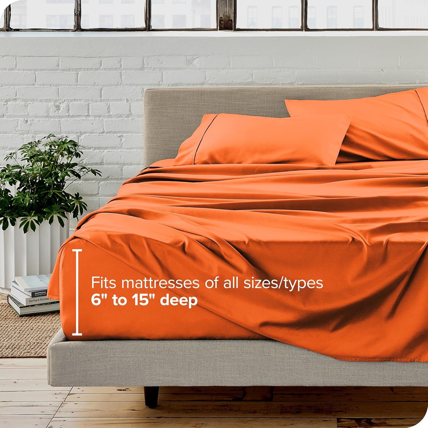 Bare Home Twin XL Sheet Set - College Dorm Size - Luxury 1800 Ultra-Soft Microfiber Twin Extra Long Bed Sheets - Deep Pockets - Easy Fit - Extra Soft - 3 Piece Set - Bed Sheets (Twin XL, Orange)
