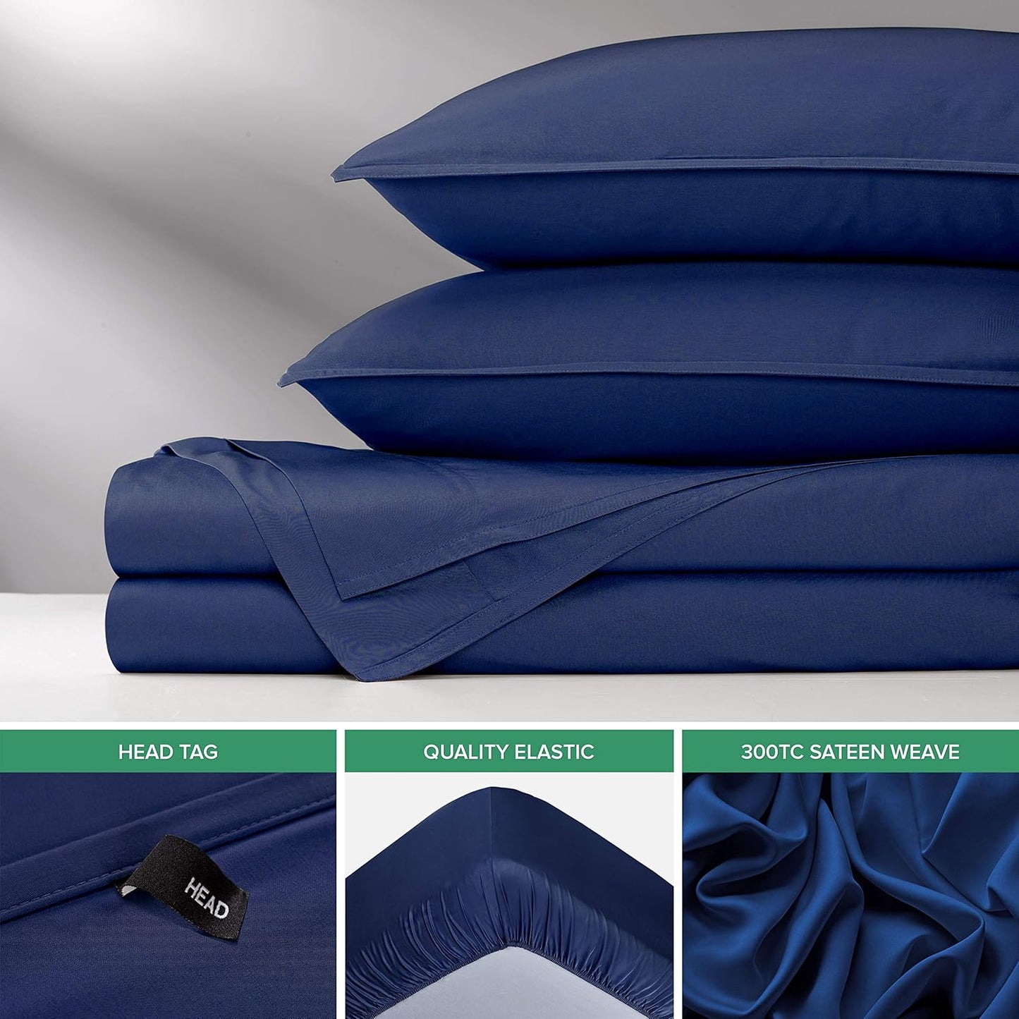 Full Sheets by Pure Bamboo, Genuine 100% Organic Viscose Derived from Bamboo Bed Sheet Set, Luxuriously Soft & Cooling, Double Stitching, Lifetime Quality Promise (Full, Cobalt Blue)