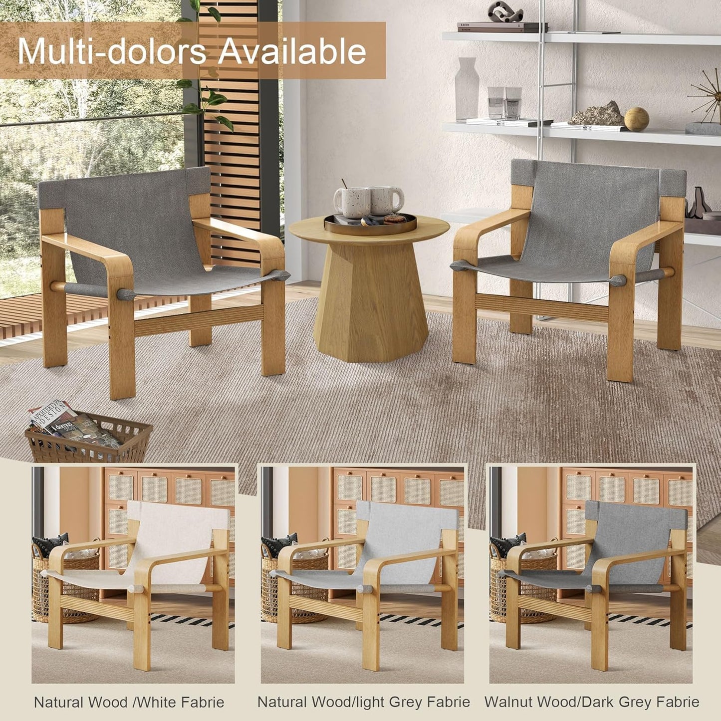 Ball & Cast Living Room Chairs,Mid-Century Lounge with Comfortable Linen Fabric Armchair & Rubber Wood Frame,Accent Chair Wide Armrest,Detachable and Washable Seating Furniture for Reading,Dark Grey