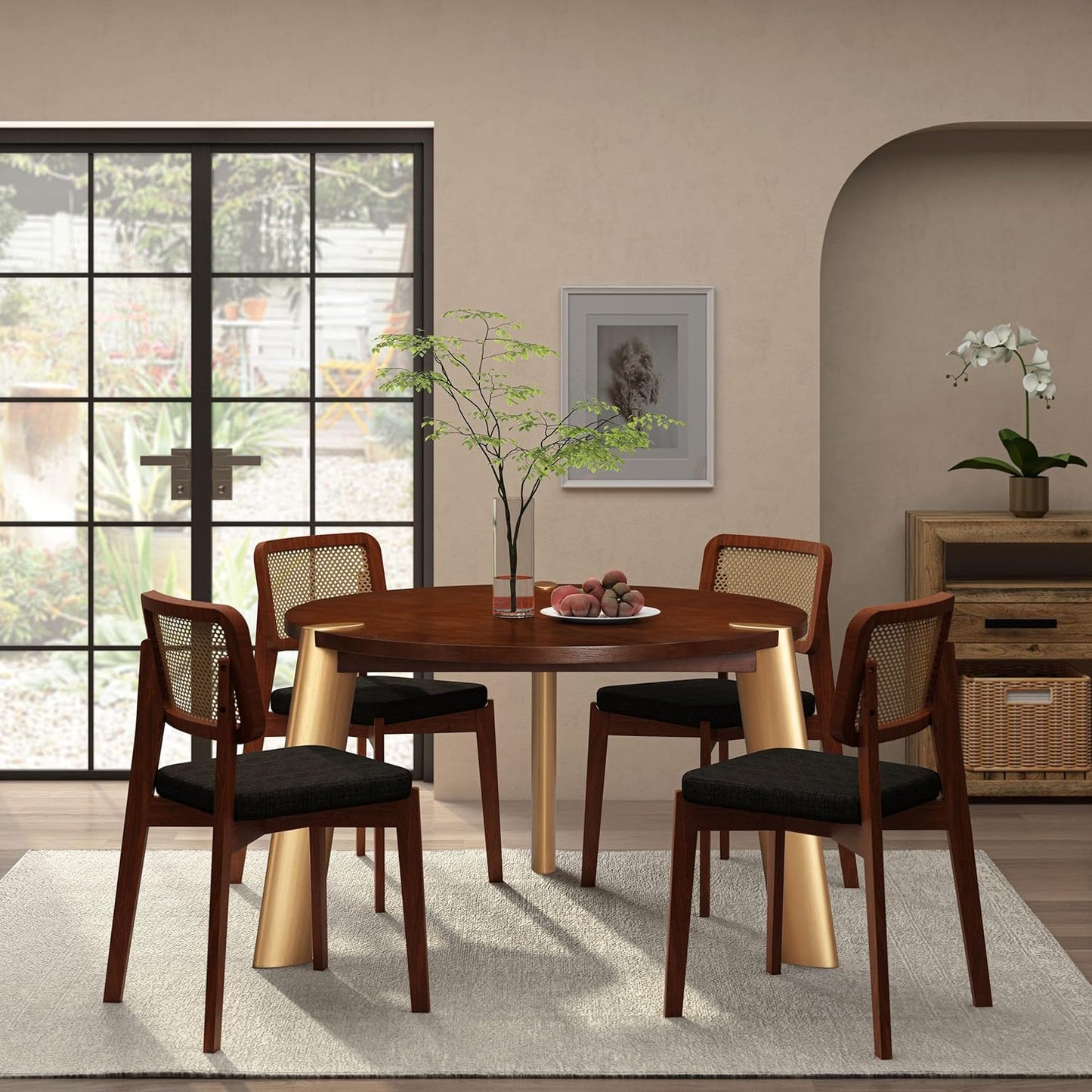 NTC Tribase 47 Inch Modern Design, Round Dinner Table for Dining Room, Living Room Furniture, Effortless Assembly, Dark Walnut