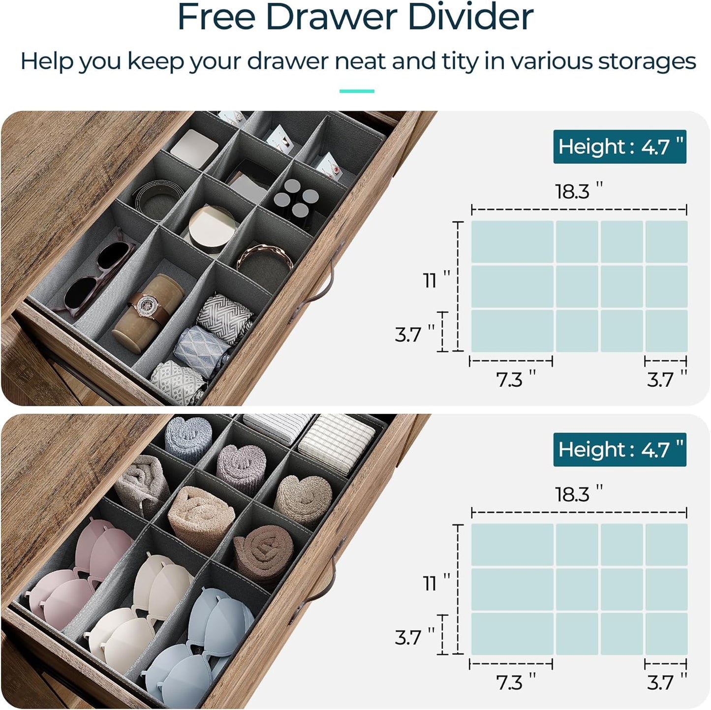 LINSY HOME 6 Drawers Dresser for Bedroom, Wood Bedroom Dresser Modern Drawer Chest, 6 Chest of Drawer, Tall Dresser for Closet, Dressers Organizer for Living Room, Closet, Hallway, Nursery