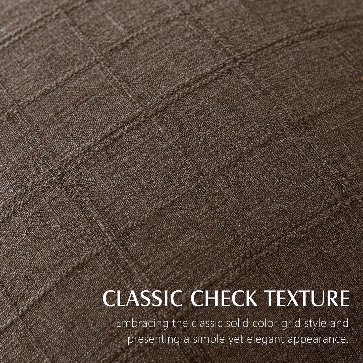 Foindtower Set of 2 Decorative Linen Check Throw Pillow Covers Neutral Farmhouse Vintage Cushion Covers Modern Boho Home Decor for Sofa Chair Couch Bedroom Living Room Outdoor,26×26 Inch,Dark Brown