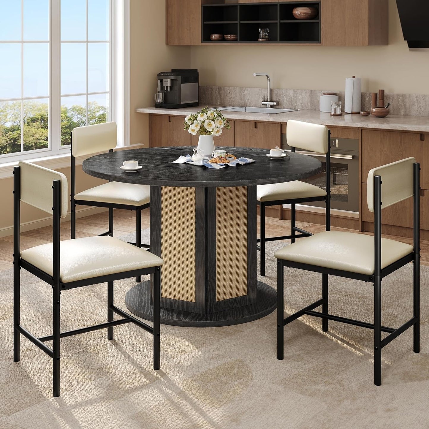 DWVO Dining Room Chairs Set of 4 White Modern Upholstered Dining Chairs Faux Leather Restaurant Chairs with Metal Legs for Living Room Kitchen 4 Pack, White