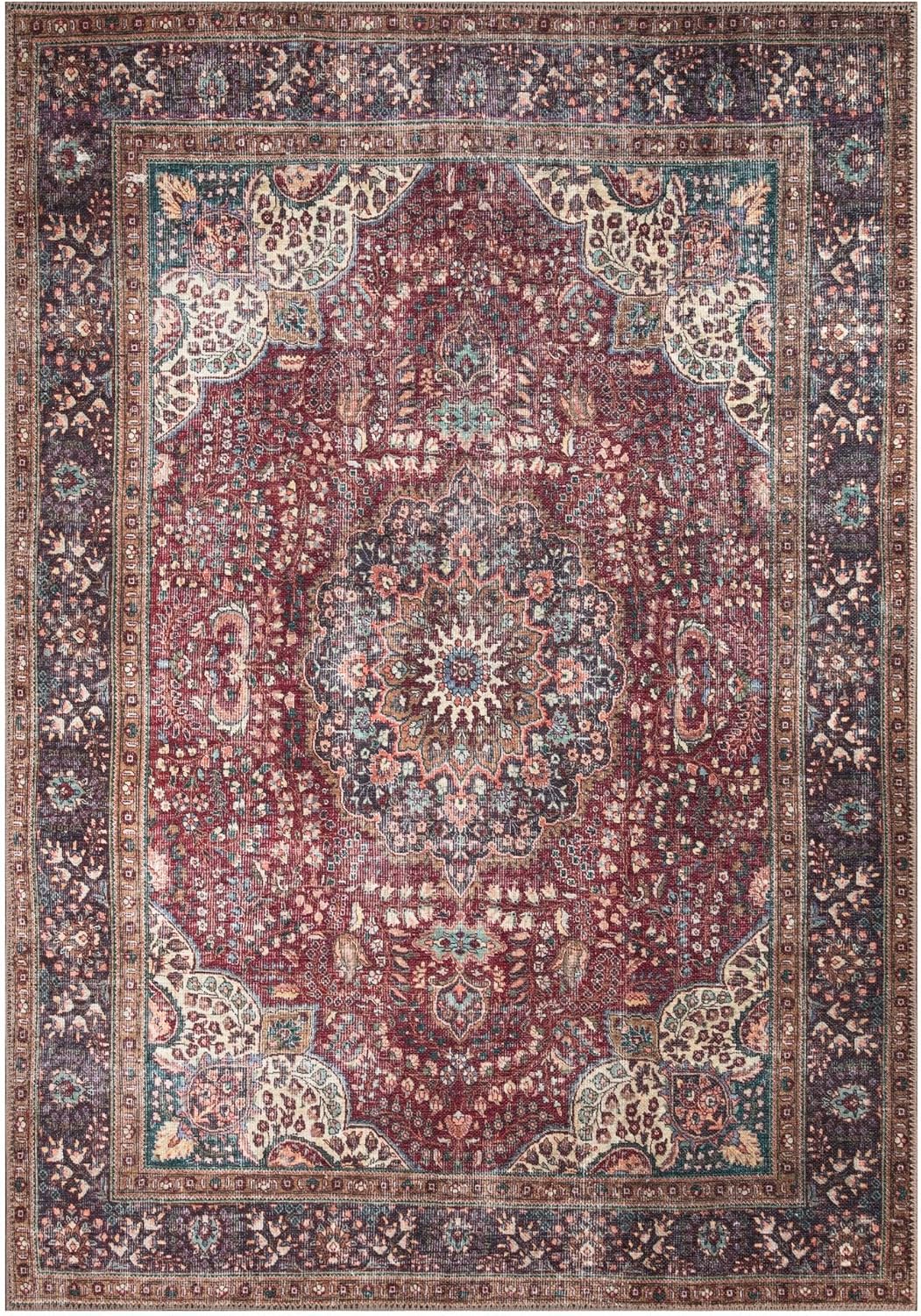 Keen Home Design 3x5 Rug - Machine Washable Entry Rug with Non-Slip Backing, Ideal for Enteryway, Kitchen, Bathroom, Laundry Room - Vintage, Easy Clean, Durable, Low Pile Rug - (3' x 5')