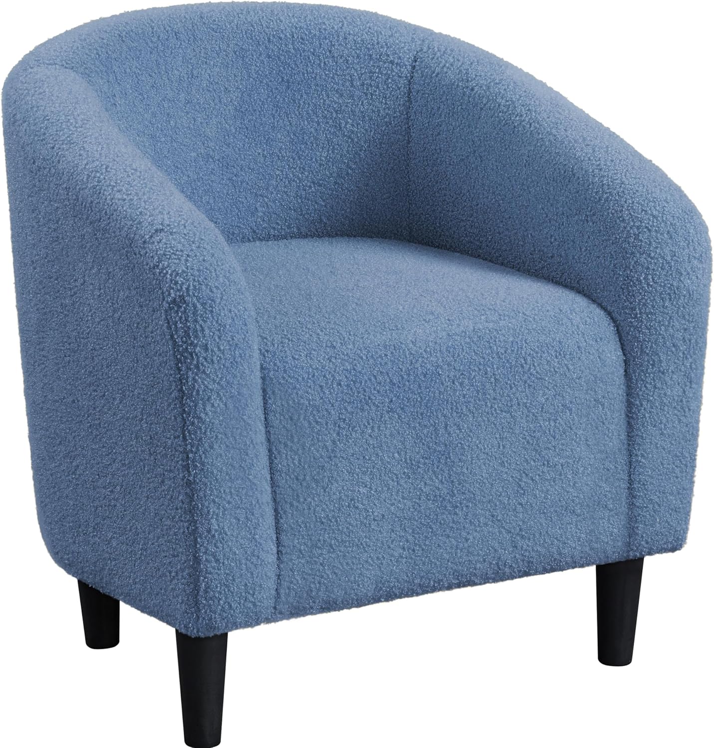 Yaheetech Accent Barrel Chair, Boucle Fabric Club Chair, Furry Sherpa Elegant Armchair with Cozy Soft Padded, Suitable for Living Room Bedroom Reception Room Office, Blue