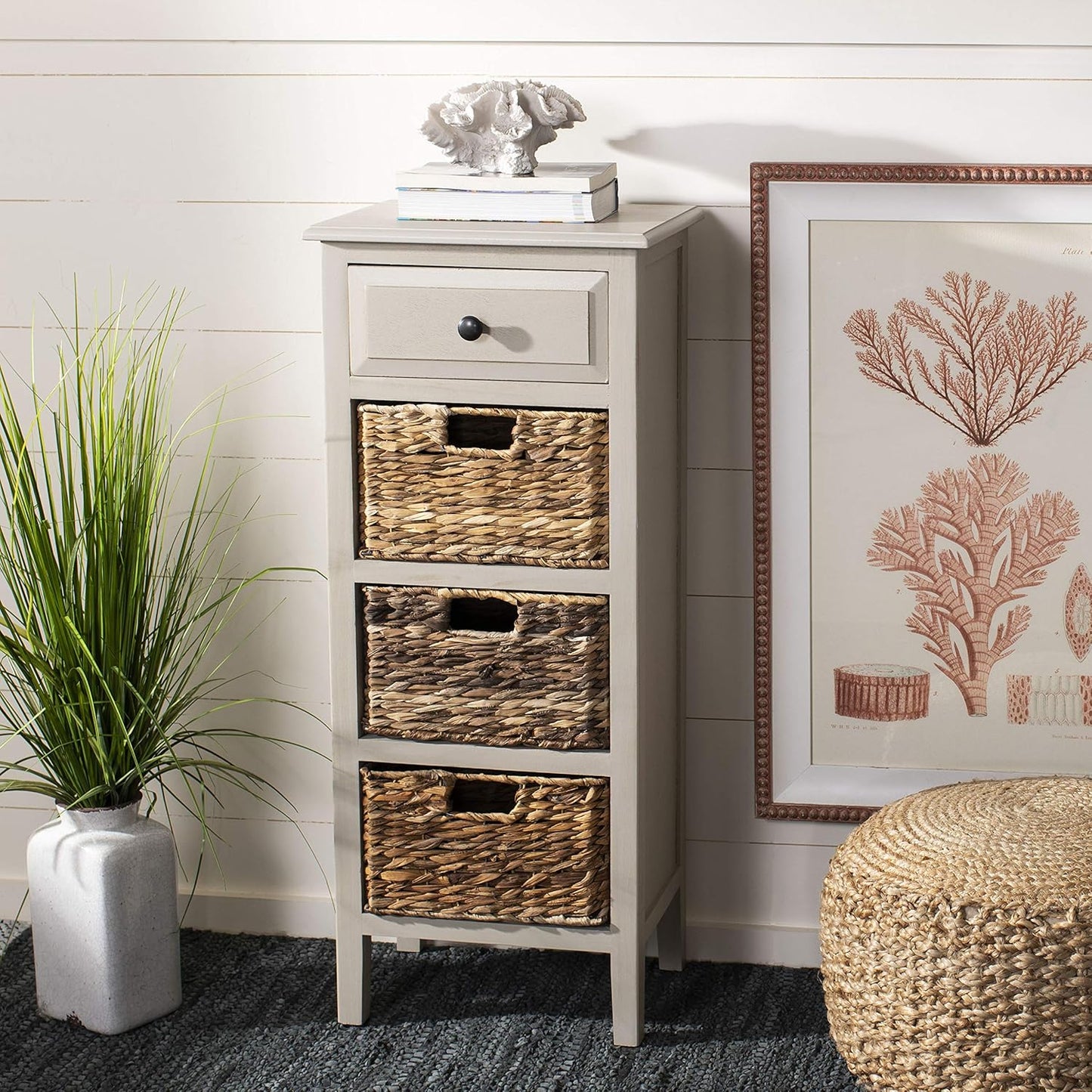 Safavieh Home Michaela Coastal Vintage Grey 4-drawer Side Table