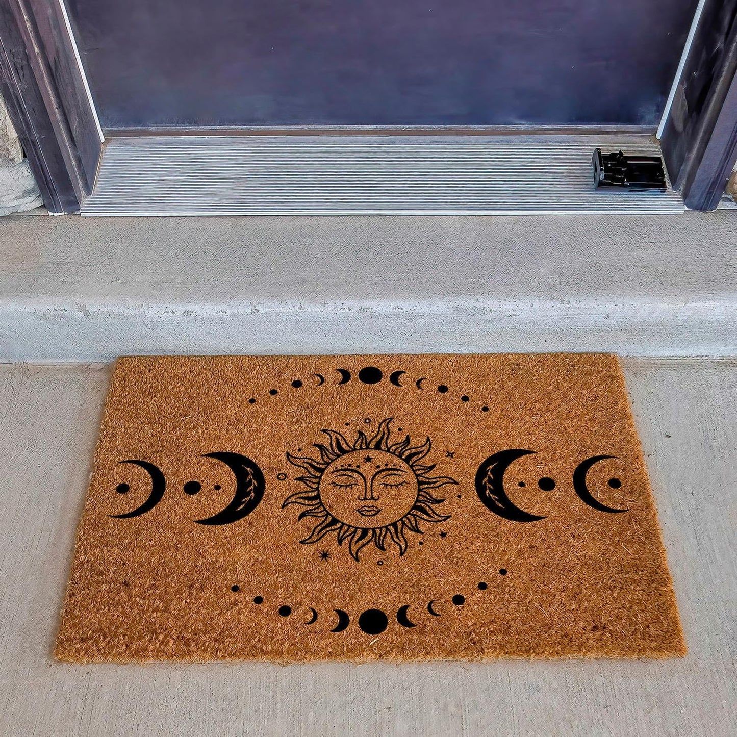 Funny Coir Doormat Sun and Moon Phase Magic Moon Door Mats for Entryway Decor Outdoor Mat with Heavy Duty Front Porch Welcome Mats Entry Natural Coir House Warming Gift Mat 23.7 x 15.7 inch
