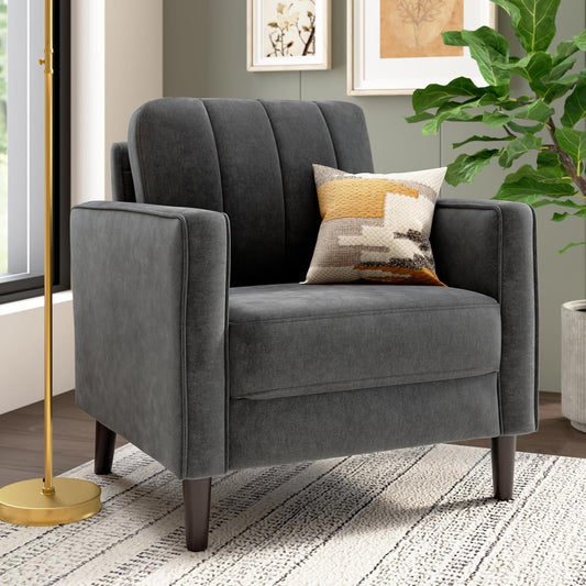 Bush Home 32-inch Accent Chair, Living Room Furniture, Max Collection, Iron Gray Chenille Fabric