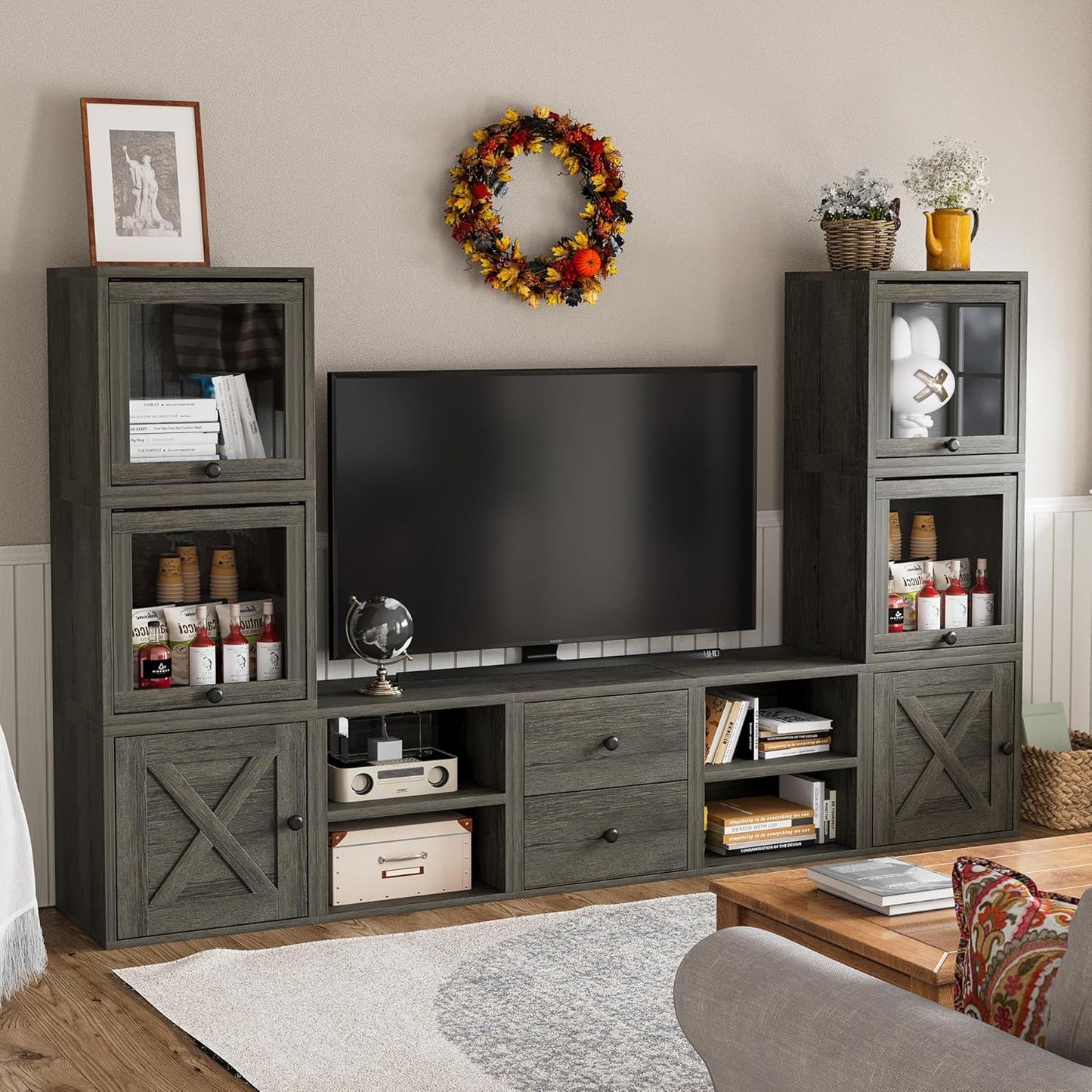 FUSUNBAO Magic DIY Cube Storage Organizer Stackable Cubes for Home Books Clothes Toy-Modular Cubby Storage System-Office Cubical-Bookcase Closet (French Oak,1 Layer Cube)