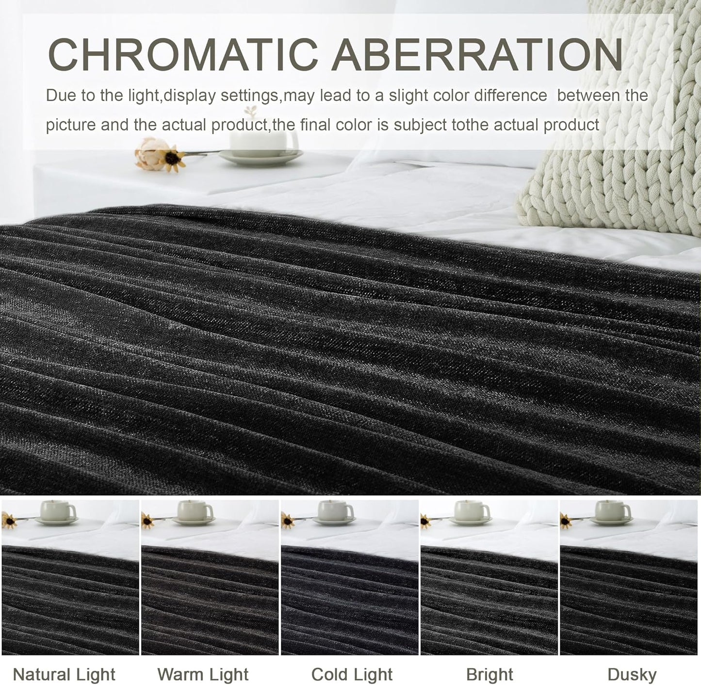 Chenille Throw Blanket for Couch 60"X 80" Twin, Soft Cozy Throws with Fringe Tassel for Bed Sofa Chair Cover, Lightweight Knitted Decorative Boho Blankets for Living Room, Black