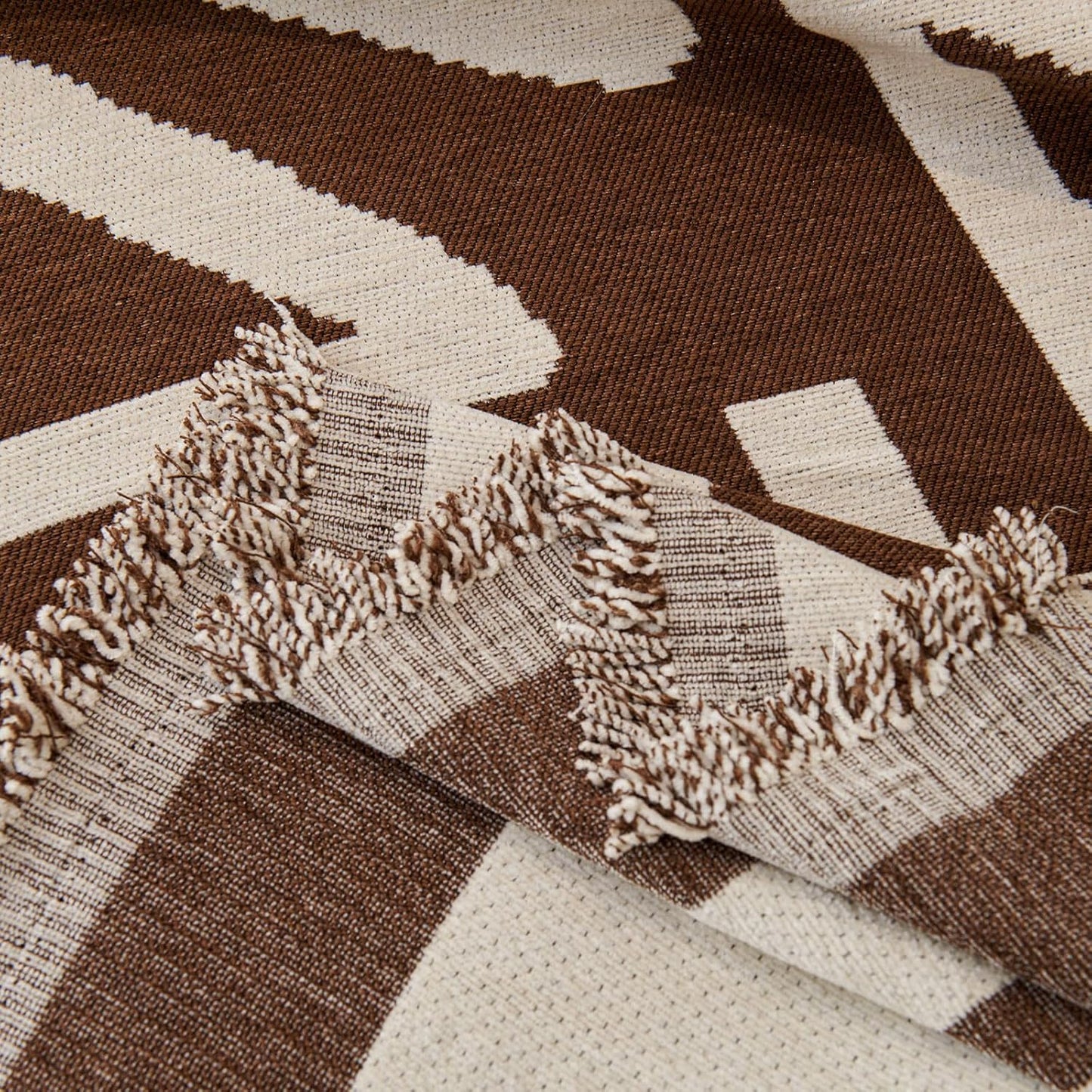 STACYPIK Boho Chocolate Beige Sofa Cover Anti-Slip Reversible Couch Cover for 2 Cushion Couch Soft Chenille Armchair Slipcovers L Shaped Cover for Sectional Furniture Protector for Kids Dogs-71X102IN