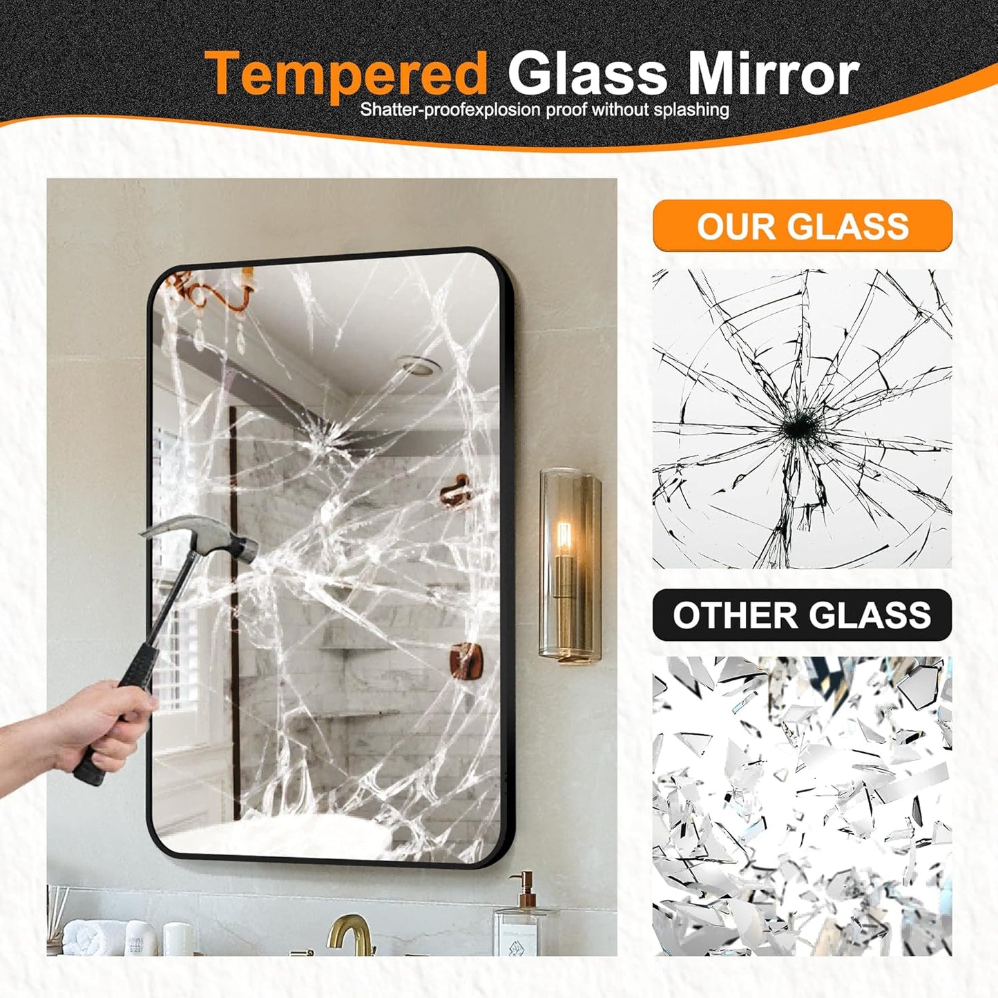 Delma Bathroom Vanity Mirror, Black Framed Bathroom Mirror for Over Sink, High-Definition Bathroom Mirror, Versatile Bathroom Vanity Mirror, Hangs Horizontally or Vertically(30x20, Black)