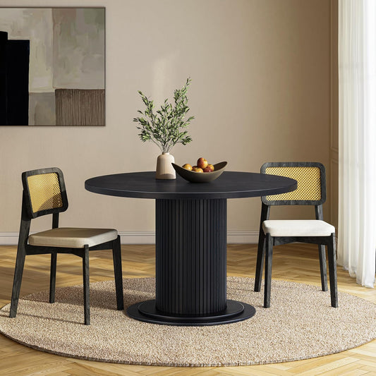 NTC Summit 47 Inch Modern Design, Round Dinner Table for Dining Room, Living Room Furniture, Effortless Assembly, Burnt Black