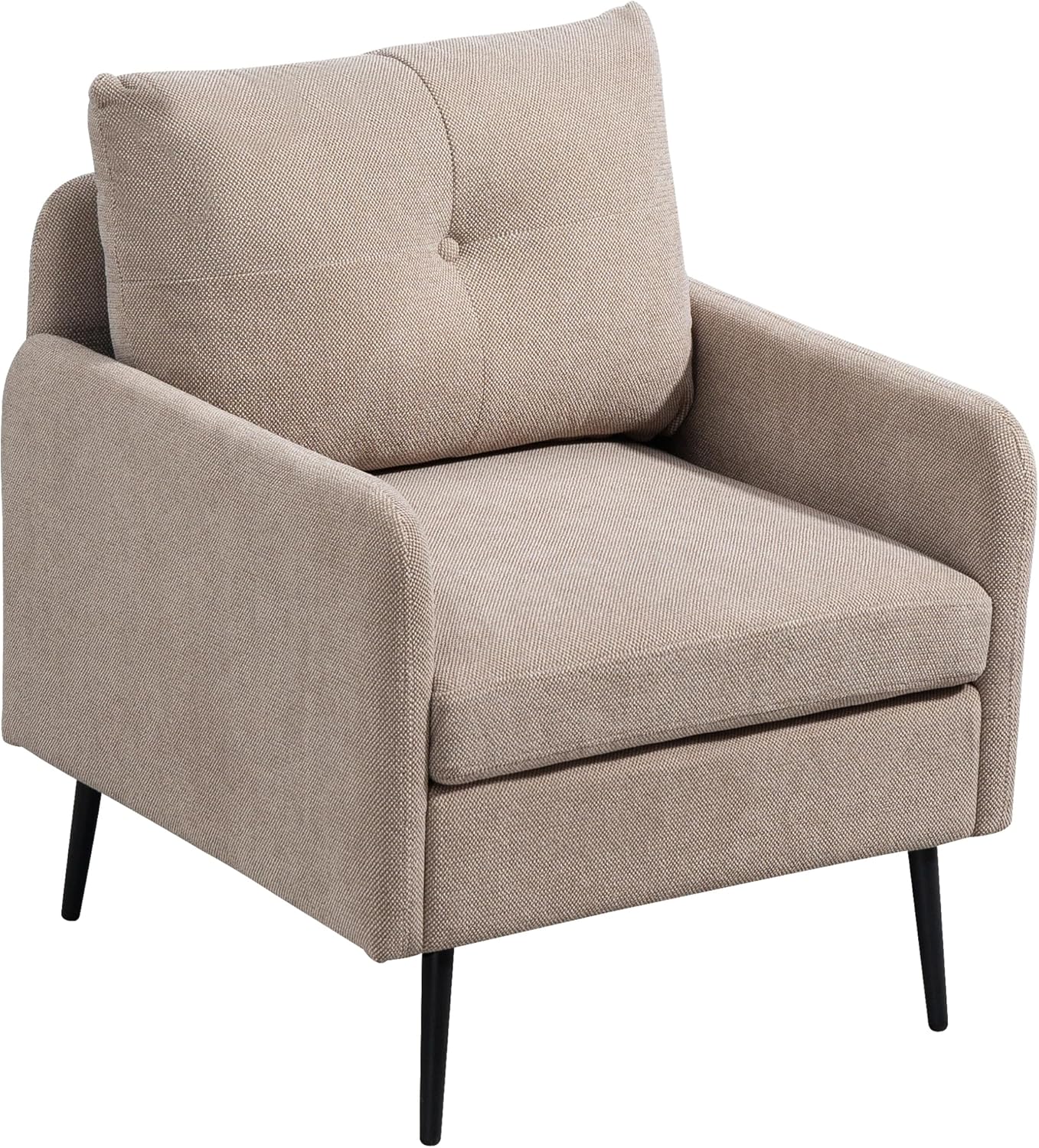 Ball & Cast Accent Chair with Metal Black Legs,Comfy Chenille Club Fabric Armchair,Single Sofa Chair for Living Room Bedroom,Dining Accent for Bedroom,Office,Coffee