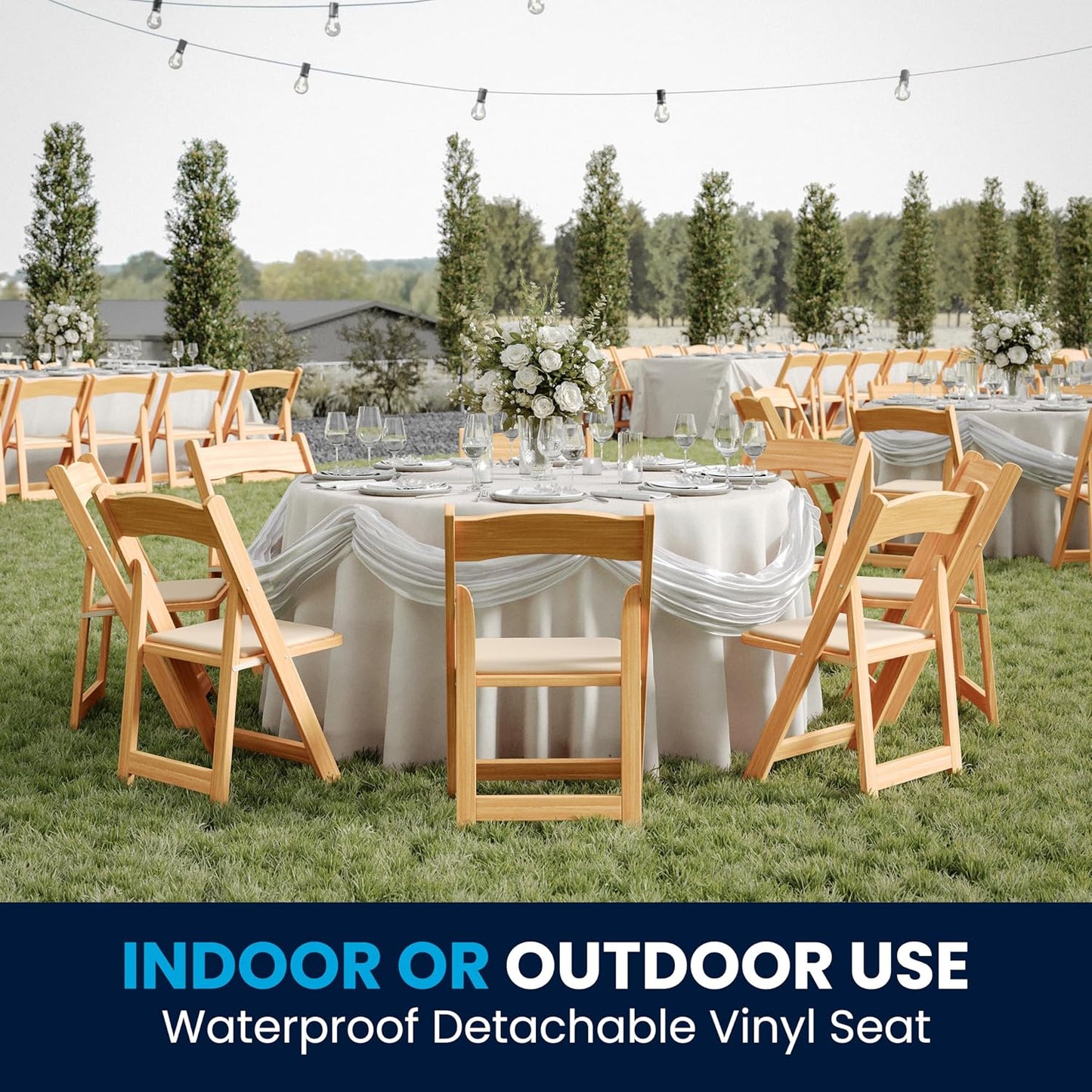 Flash Furniture 2 Pack HERCULES Series Natural Wood Folding Chair with Vinyl Padded Seat