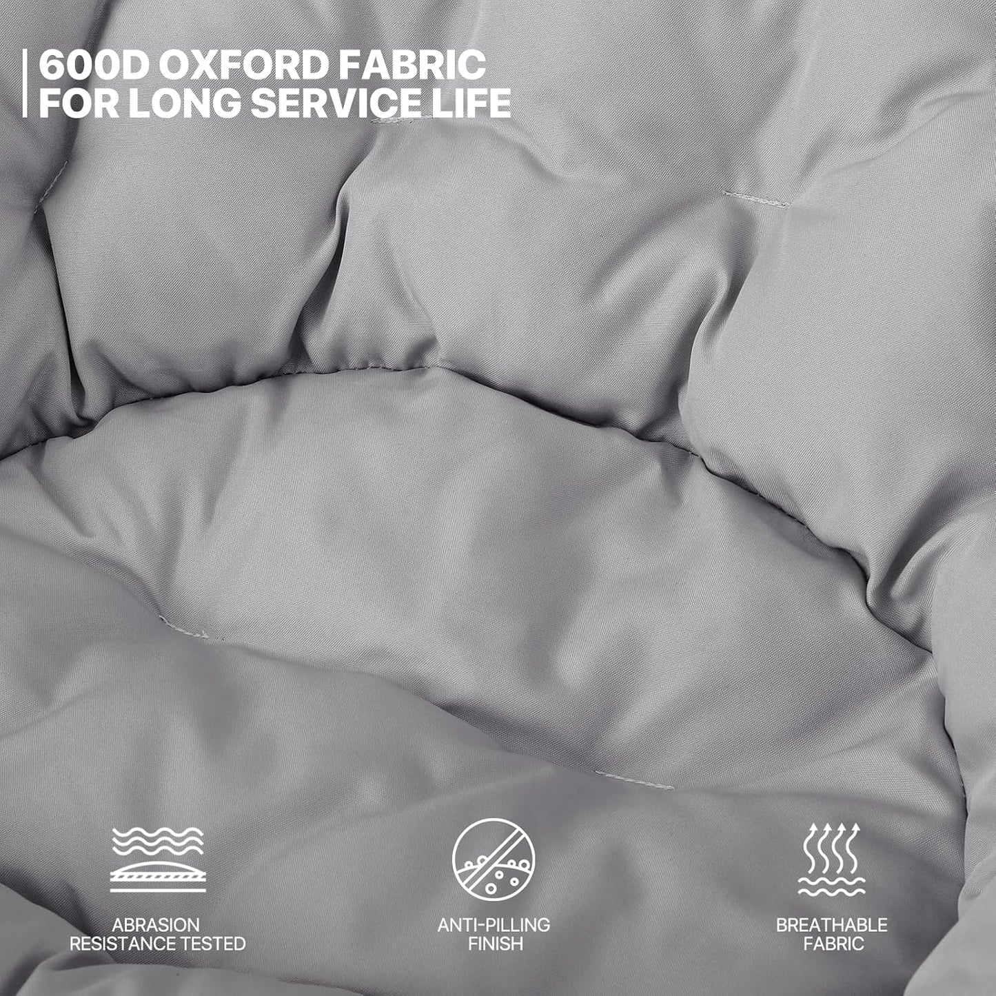 MoNiBloom Round Folding Saucer Chairs Set of 2 for Bedroom Living Room Dorm Foldable Metal Frame Comfy Soft Lounge Lazy Cozy Moon Chairs for Teens (Grey)