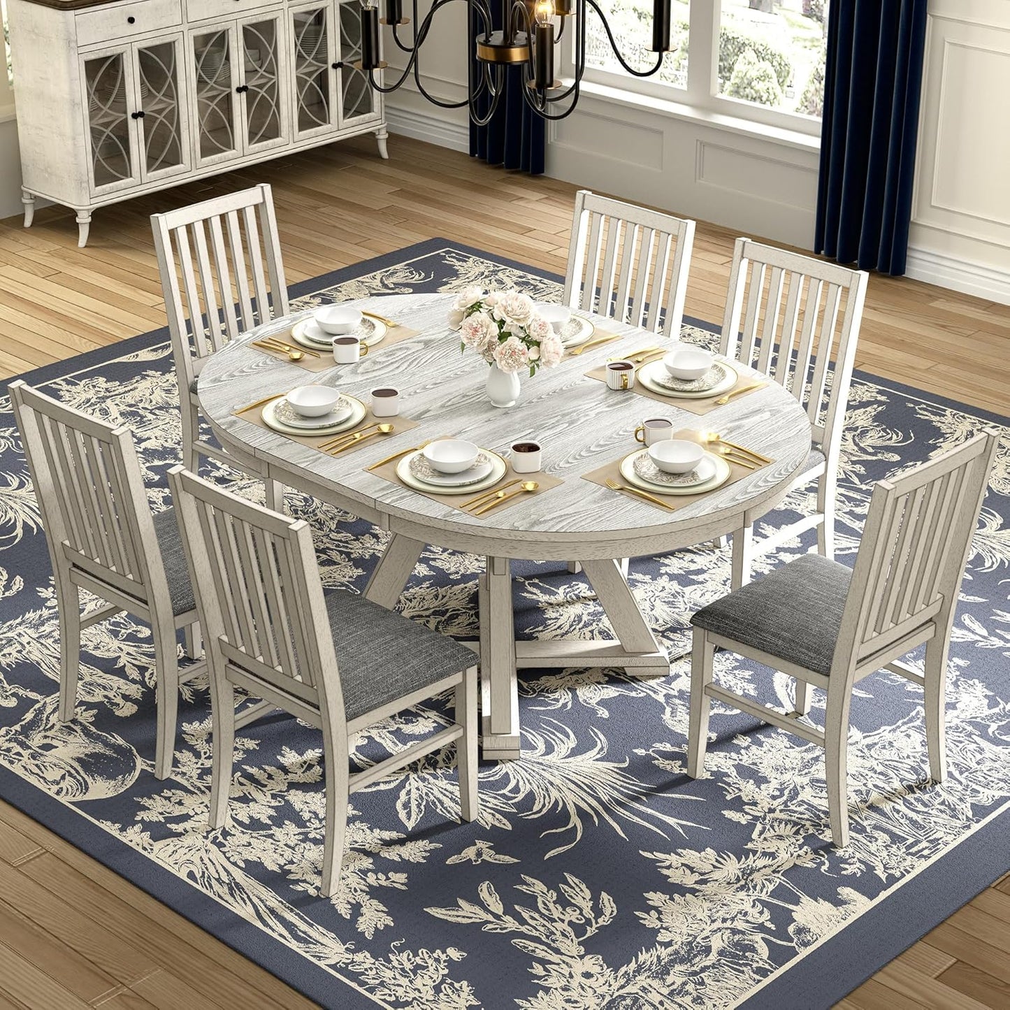 Solid Wood Dining Table, Part of Dining Table Set, Mix and Match Table & Chair Sold Separately for Dining Room, Kitchen, Grey