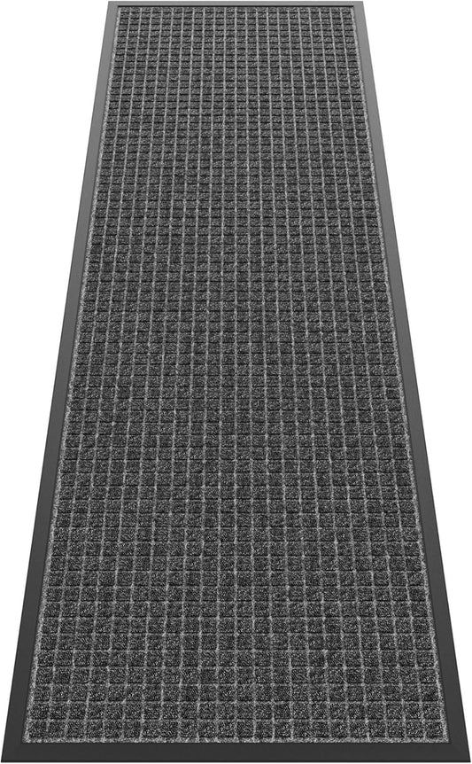 Sturdy Front Door Mat Outside Entrance, 6' x 2' All-Season All-Weather Doormat Waterproof, Stain and Fade Resistant, Natural Rubber Indoor Outdoor Welcome Door Mat Trap Dirt