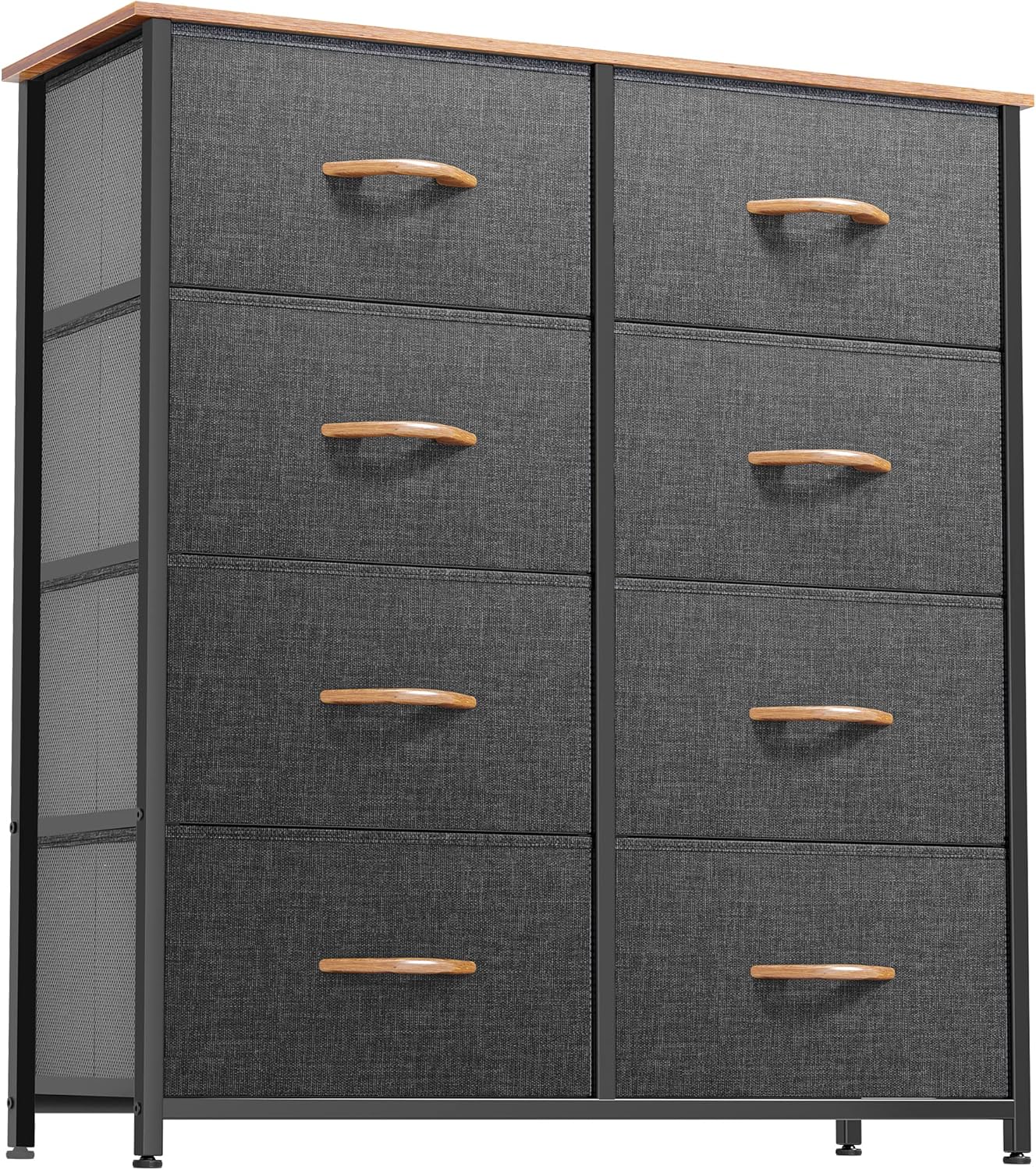 DWVO Dresser for Bedroom, Fabric Dresser with 8 Drawers, Tall Double Drawer Chest of Drawers for Closet, Living Room, Sturdy Steel Frame, Wooden Top, Easy Pull Handle