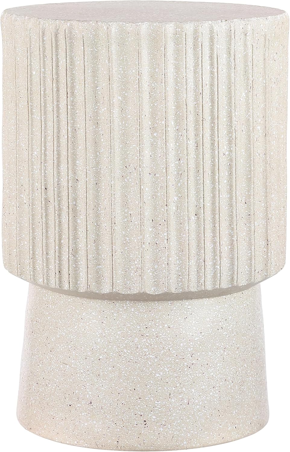 JONATHAN Y TBL1102B Louisa 19" Modern Art Deco Tambour Indoor/Outdoor Accent Table Art Deco, Minimalist, Contemporary, Bohemian, Mid-Century, Patio, Garden, Bathroom,Living Room, Cream Terrazzo Finish