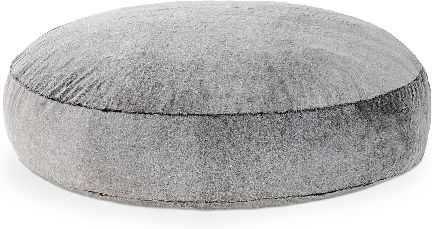 Jaxx 6 Foot Cocoon - 2-in-1 Convertible Bean Bag Bed & Large Bean Bag Chair for Adults - Premium Faux Fur, Grey Wolf