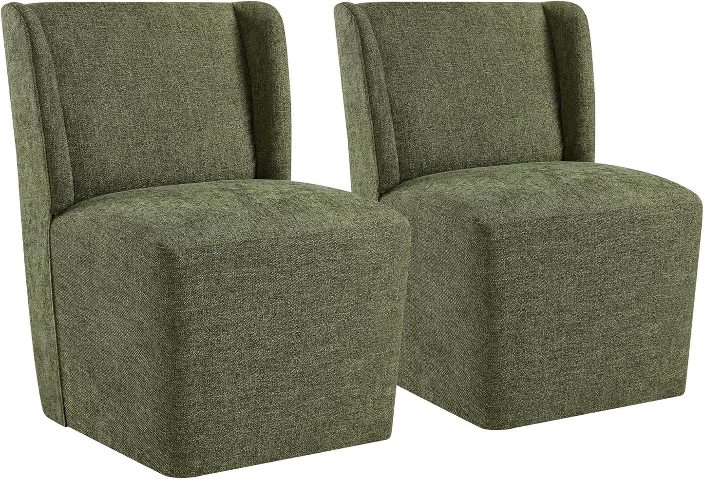 Dining Chairs with Casters Require Assembly Upholstered Wingback Single Sofa Armless Deskchair for Bedroom Waiting Room Kitchen Diningroom