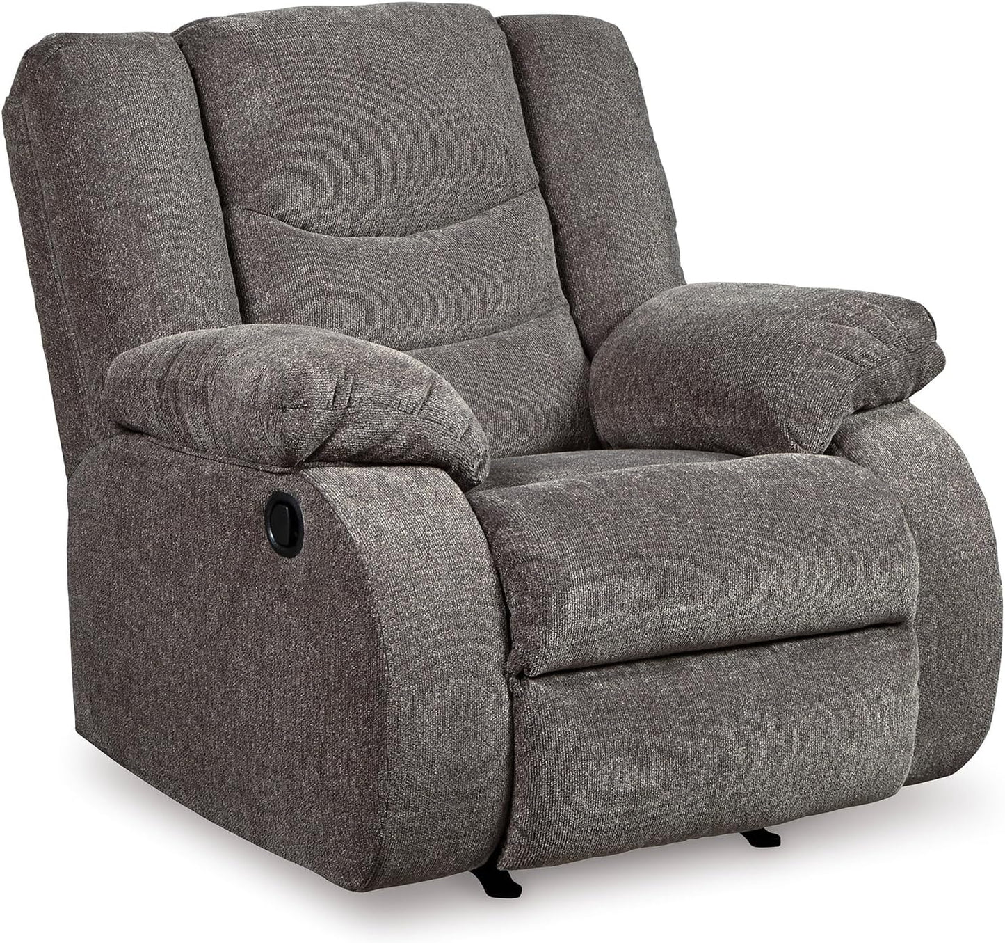 Signature Design by Ashley Tulen Modern Manual Pull Tab Rocker Recliner, Dark Gray