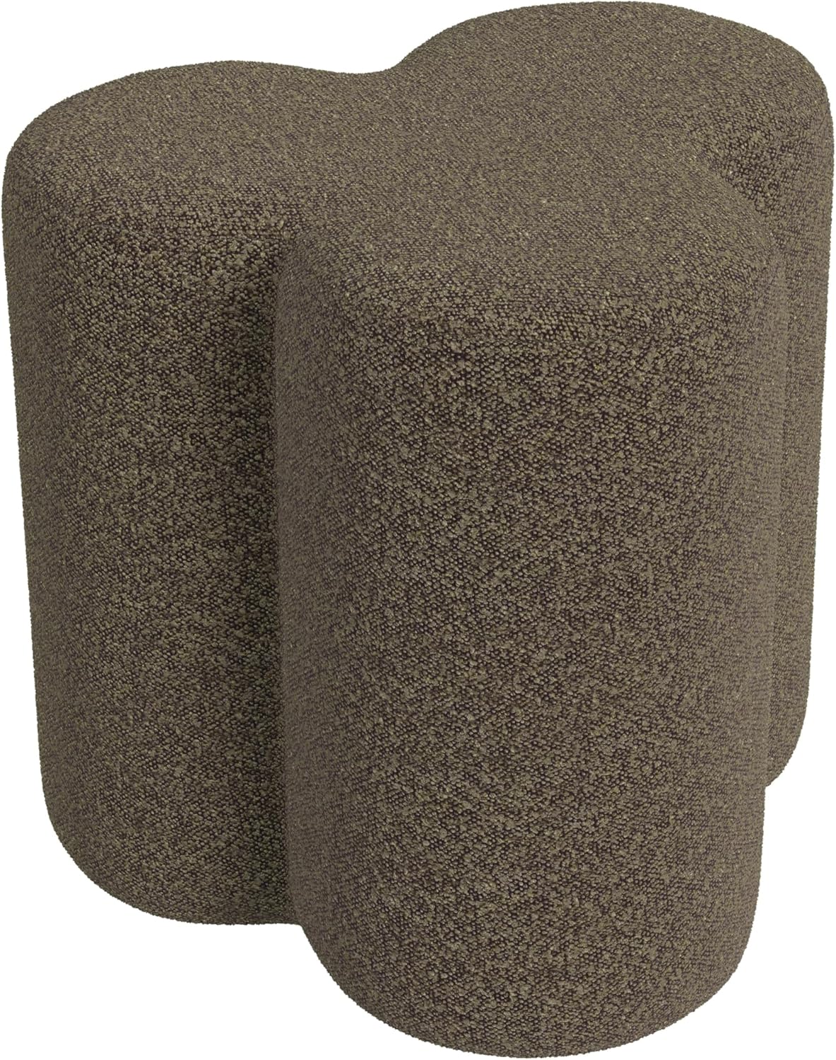 HomePop Upholstered Clover Shaped Ottoman (No Lid, Seat Only) Home Décor | Foot Rest Pouf – Dark Brown Boucle