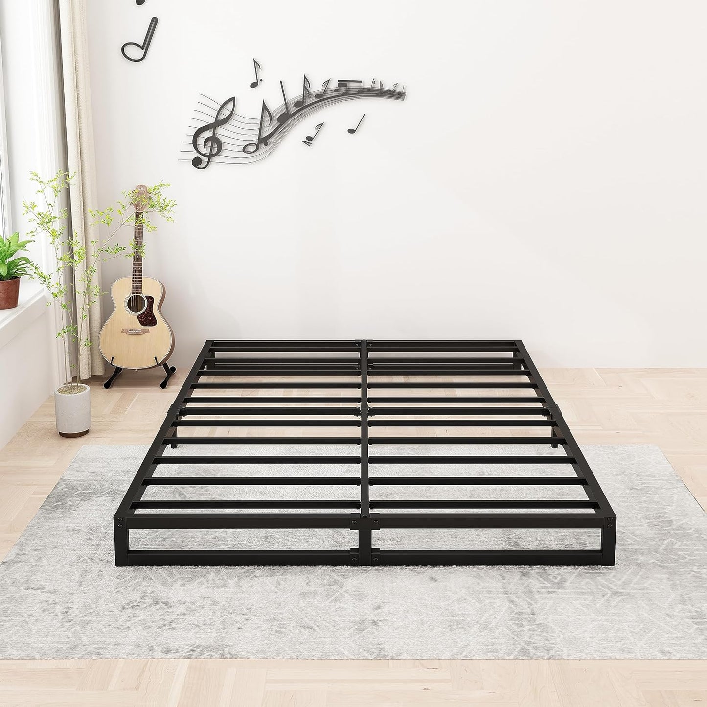 6 Inch Full Size Bed Frame No Box Spring Needed, Heavy Duty Metal Platform Beds with Sturdy Steal Slats for Mattress Foundation, Easy Assembly, Noise Free, Black
