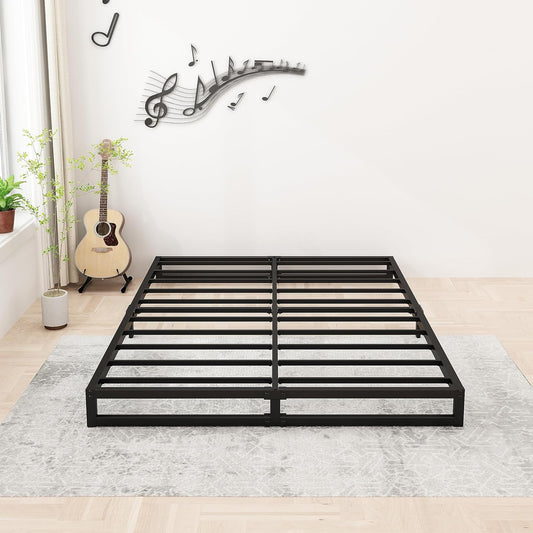 6 Inch California King Bed Frames No Box Spring Needed Heavy Duty Metal Cal King Platform for Mattress Foundation, Noise Free, Easy Assembly, Black