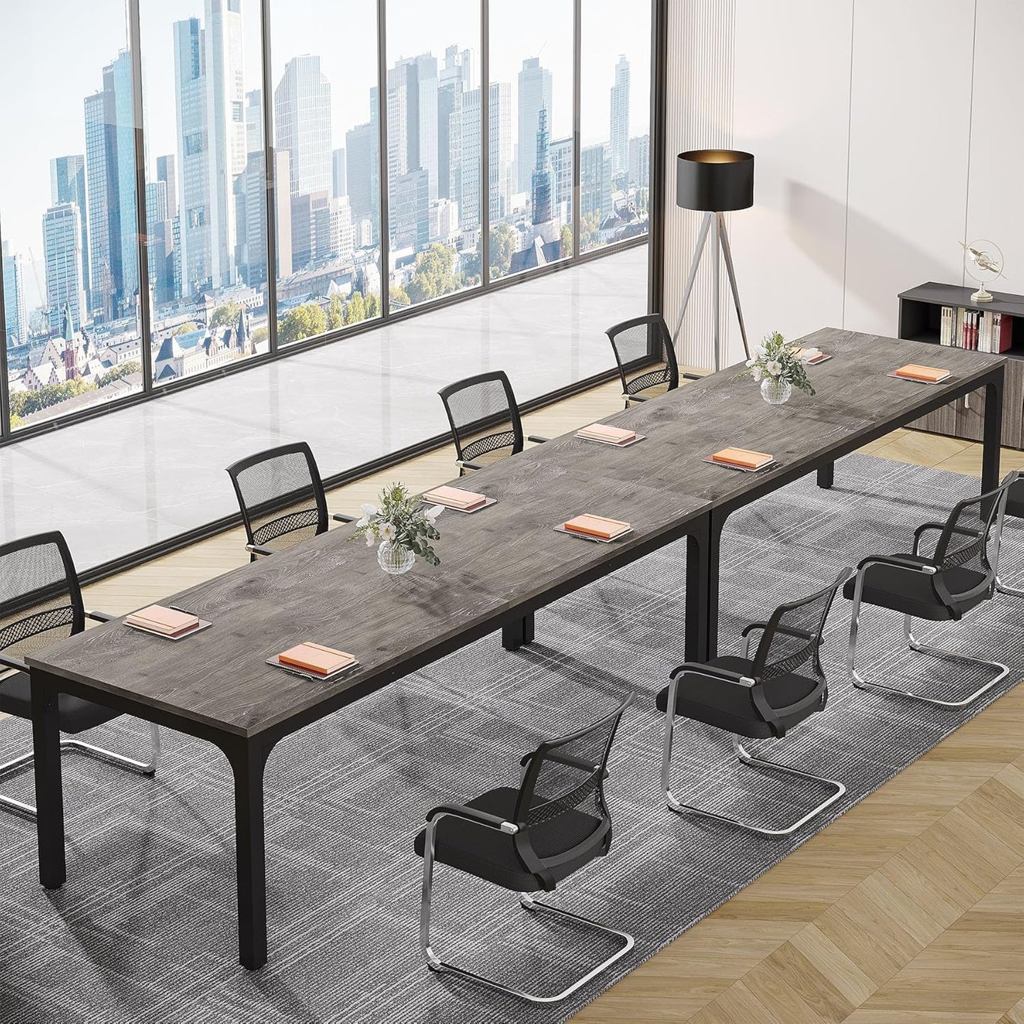 Tribesigns 6.5FT Conference Table, 78.7 Inche Rectangle Meeting Seminar Table, Large Business Tables for 6-8 People (Only Table) (Gray+Black)