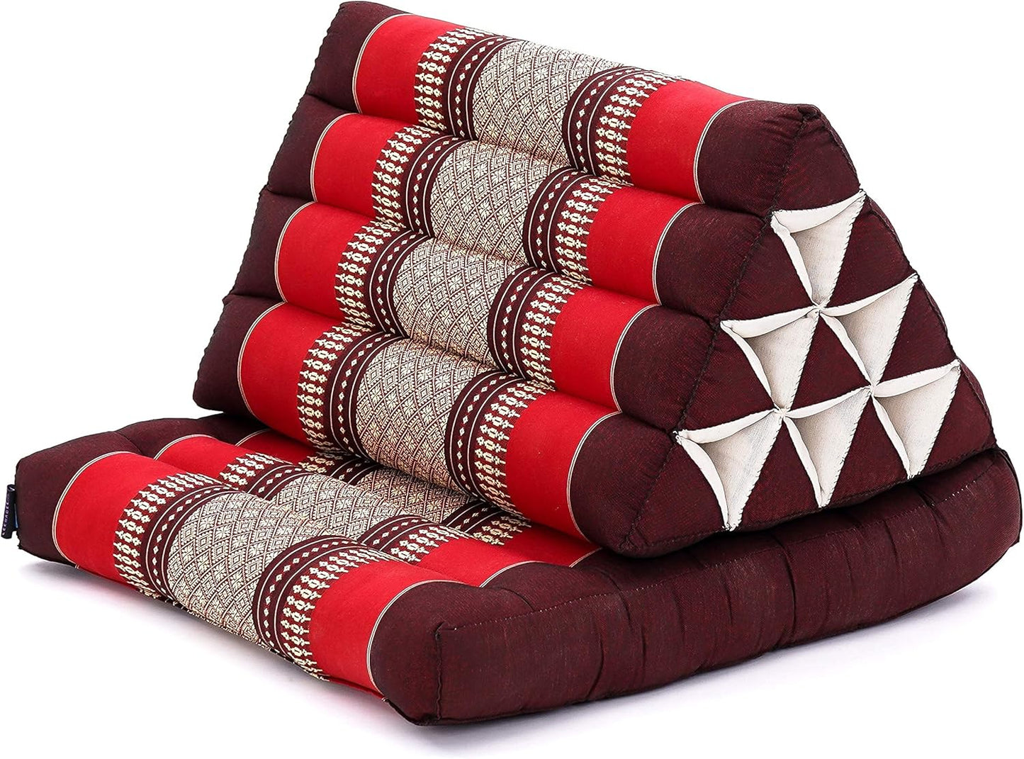Leewadee 1-Fold Mat with Triangle Cushion – Comfortable TV Pillow, Foldable Mattress with Cushion Made of Eco-Friendly Kapok, 30 x 20 inches, red