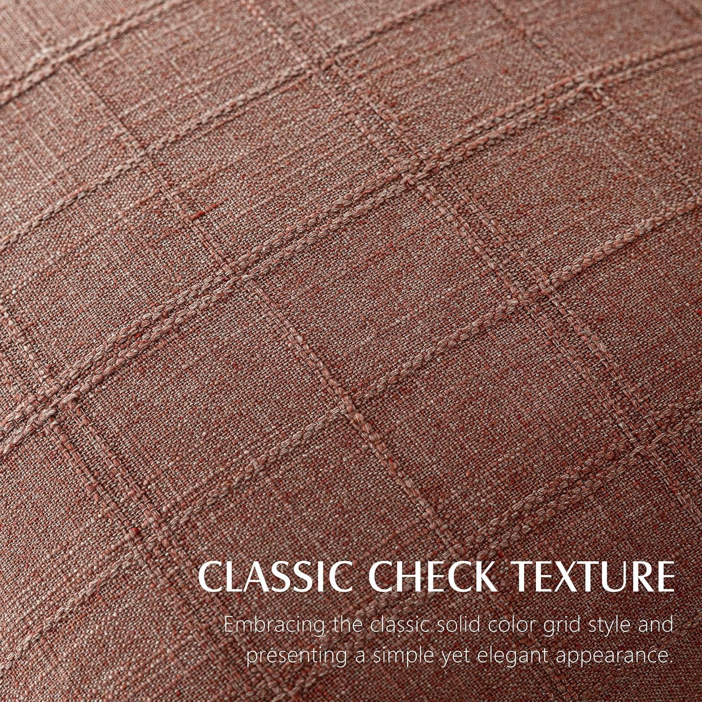 Foindtower Set of 2 Decorative Linen Check Throw Pillow Covers Neutral Farmhouse Vintage Cushion Covers Modern Boho Home Decor for Sofa Chair Couch Bedroom Living Room Outdoor,16×16 Inch,Autumnal Red