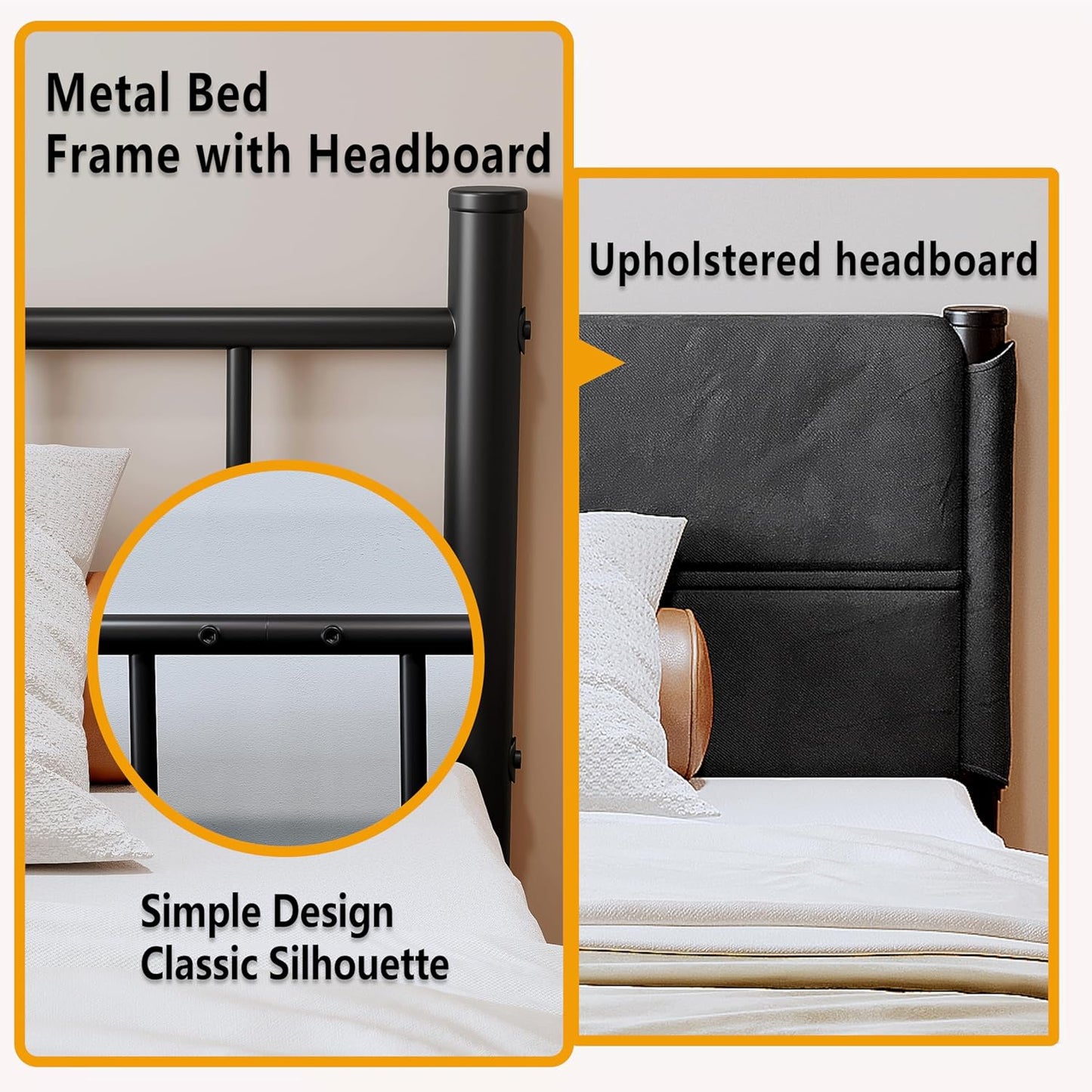 Metal Bed Frame,14Inch Twin Size Bed Frame with Storage Space,Heavy Duty Sturdy Mattress Foundation,Easy Assembly,No Box Spring Needed,Twin Grey