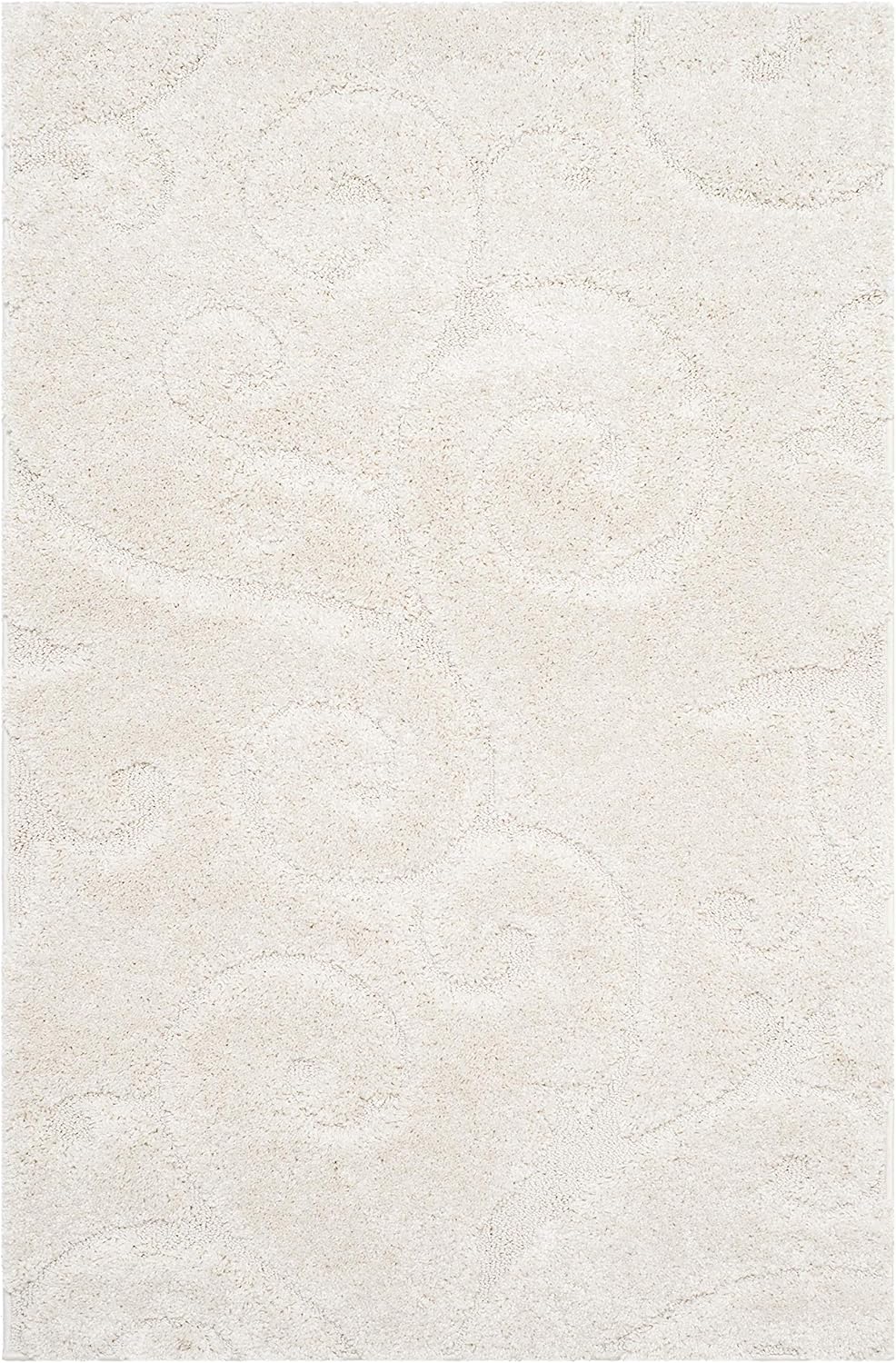 SAFAVIEH Florida Shag Collection Accent Rug - 3'3" x 5'3", Creme & Creme, Scroll, Non-Shedding & Easy Care, 1.2-inch Thick Ideal for High Traffic Areas in Entryway, Living Room, Bedroom (SG455-1111)
