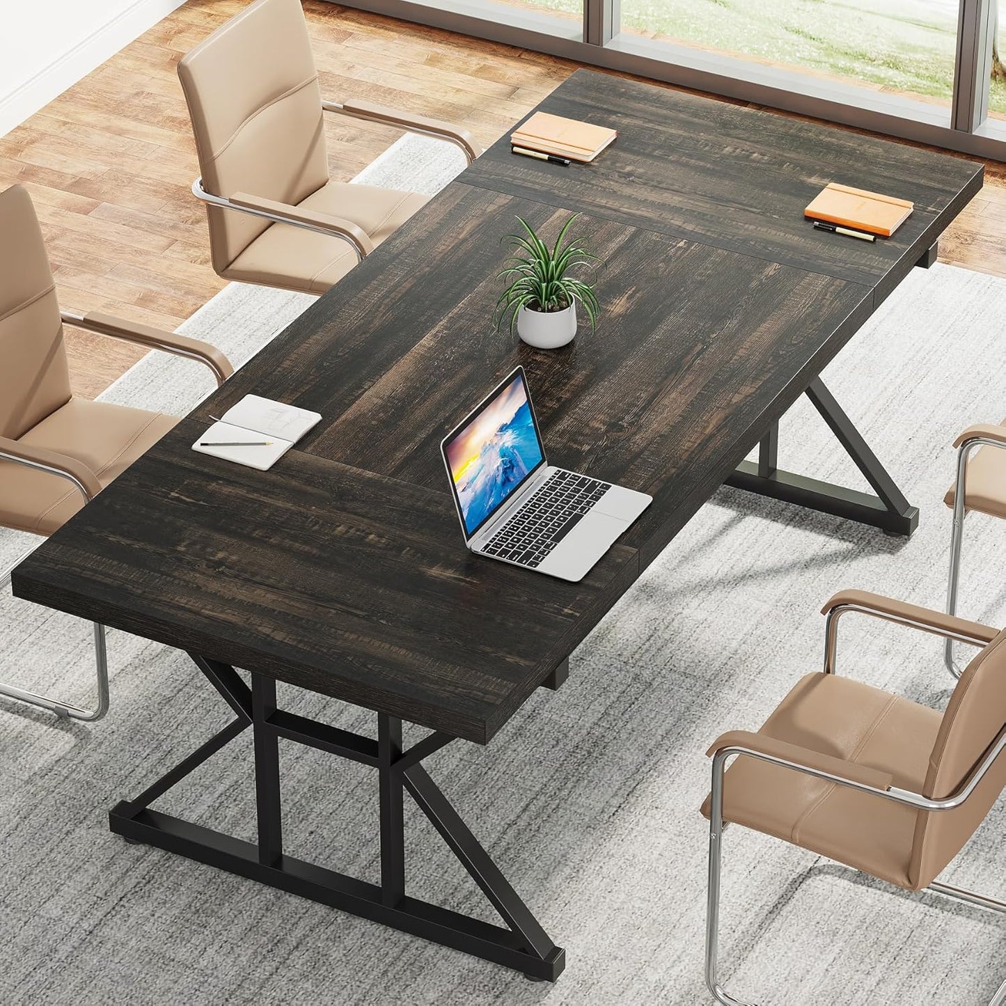 Tribesigns 70.8-Inch Executive Desk, Large Computer Office Desk Workstation, Modern Simple Style Laptop Desk Study Writing Table Business Furniture for Home Office (Black Oak, 70.8 Inch)