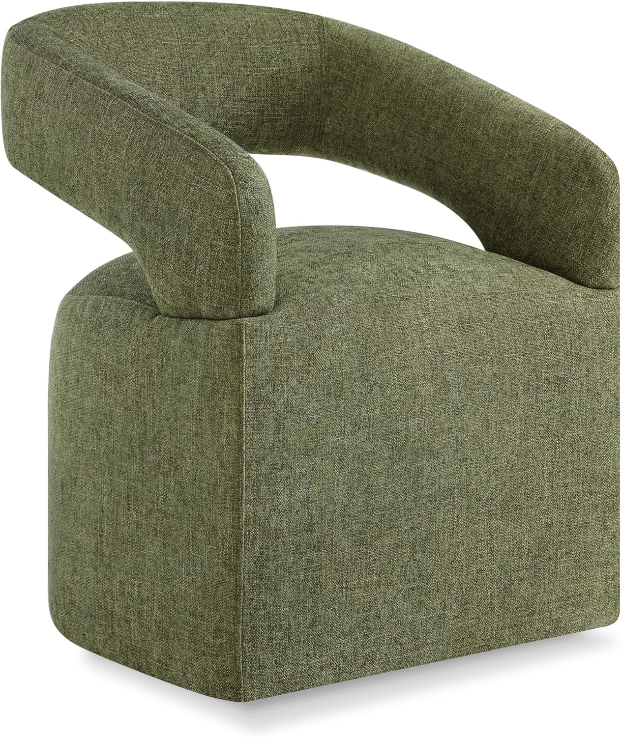 Upholstered Dining Chairs with Removable Casters Barrel Side Armchair with Rollers for Diningroom Bedroom Livingroom Reading Room, Green, 1PCS